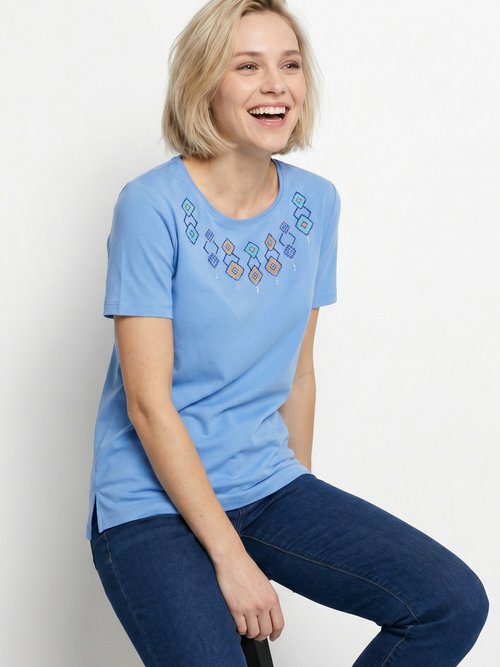 T-shirt long manches courtes Femme Bleu CHEMILLY MV1