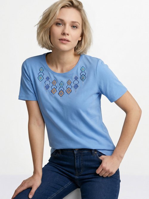 T-shirt long manches courtes Femme Bleu CHEMILLY MV2