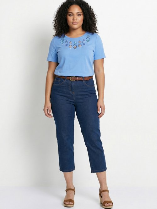 T-shirt long manches courtes Femme Grande Taille Bleu CHEMILLY SI1