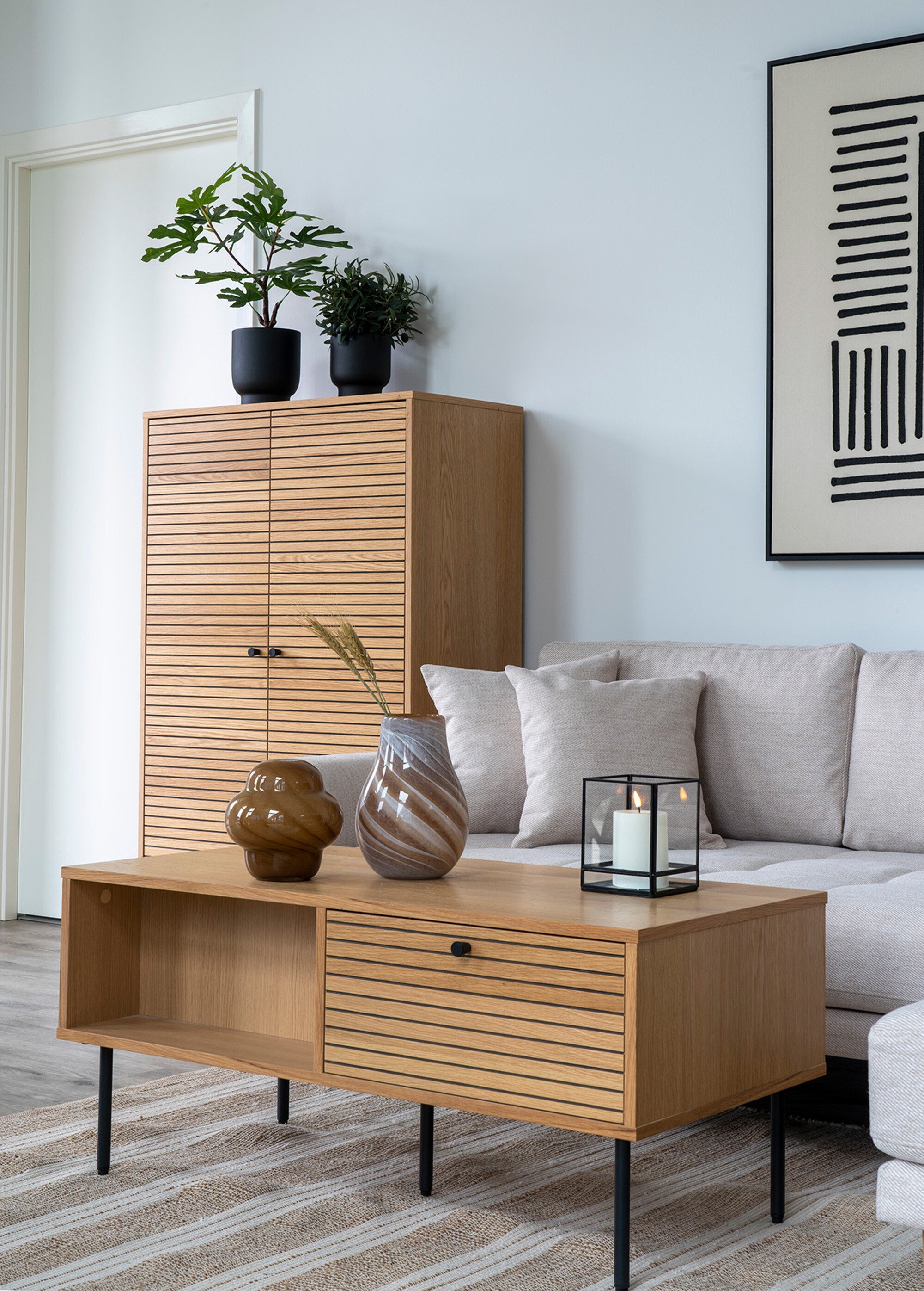 Table basse rectangulaire, chêne plaqué 1C CHENE HN-2102050 SI1