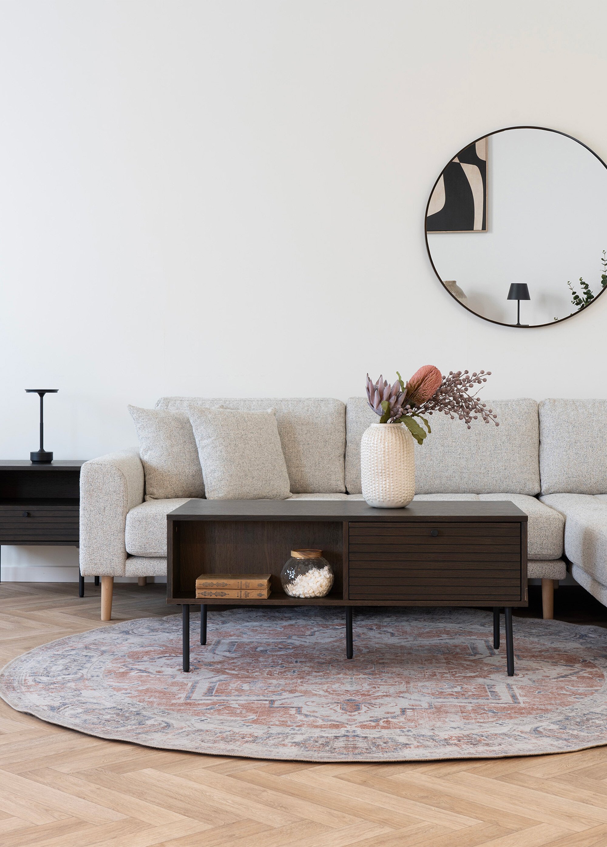 Table basse rectangulaire, chêne plaqué 2F FUME HN-2102051 SI1