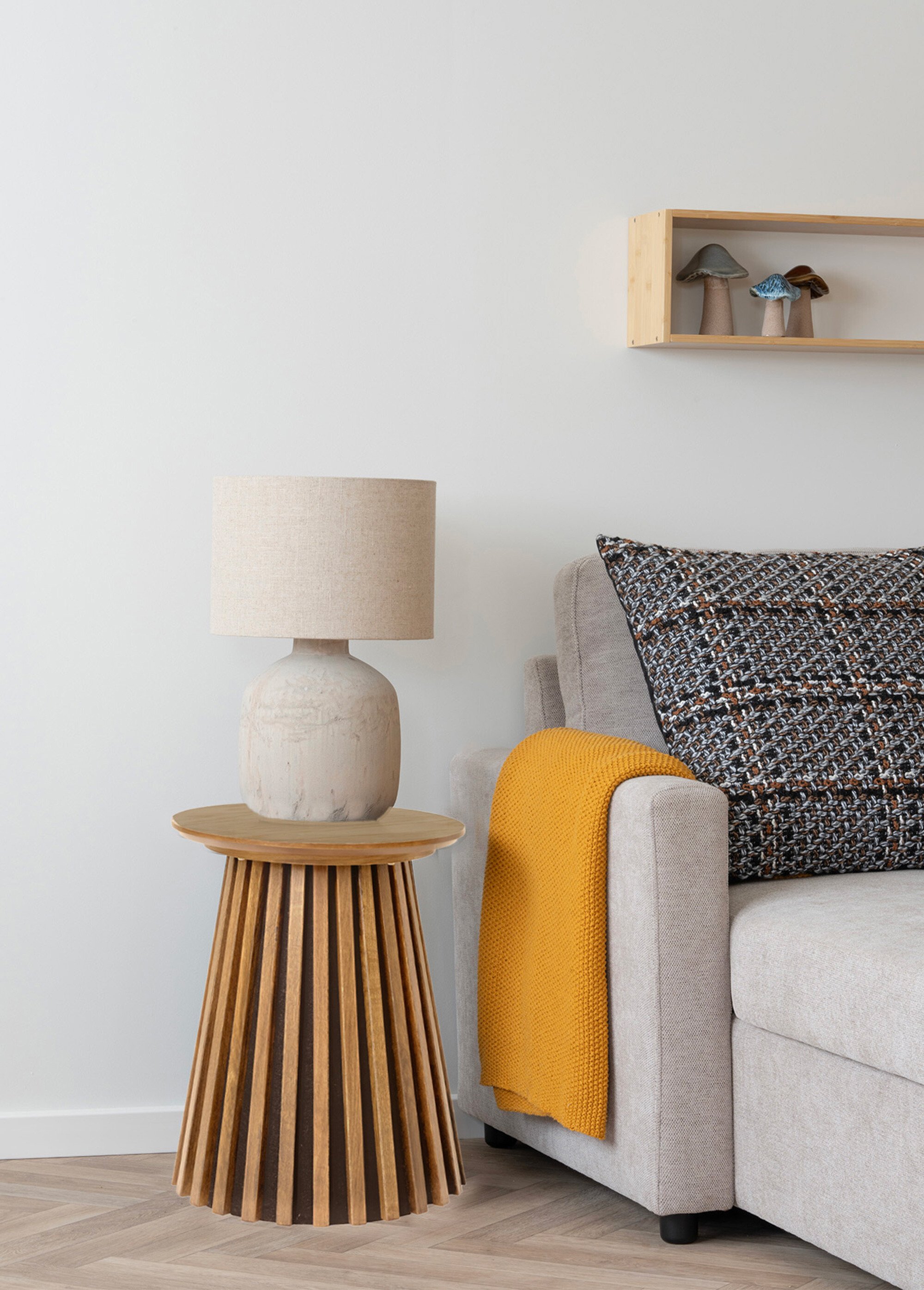 Table d'appoint en chêne plaqué 1C BEIGE HN-2102075 SI1