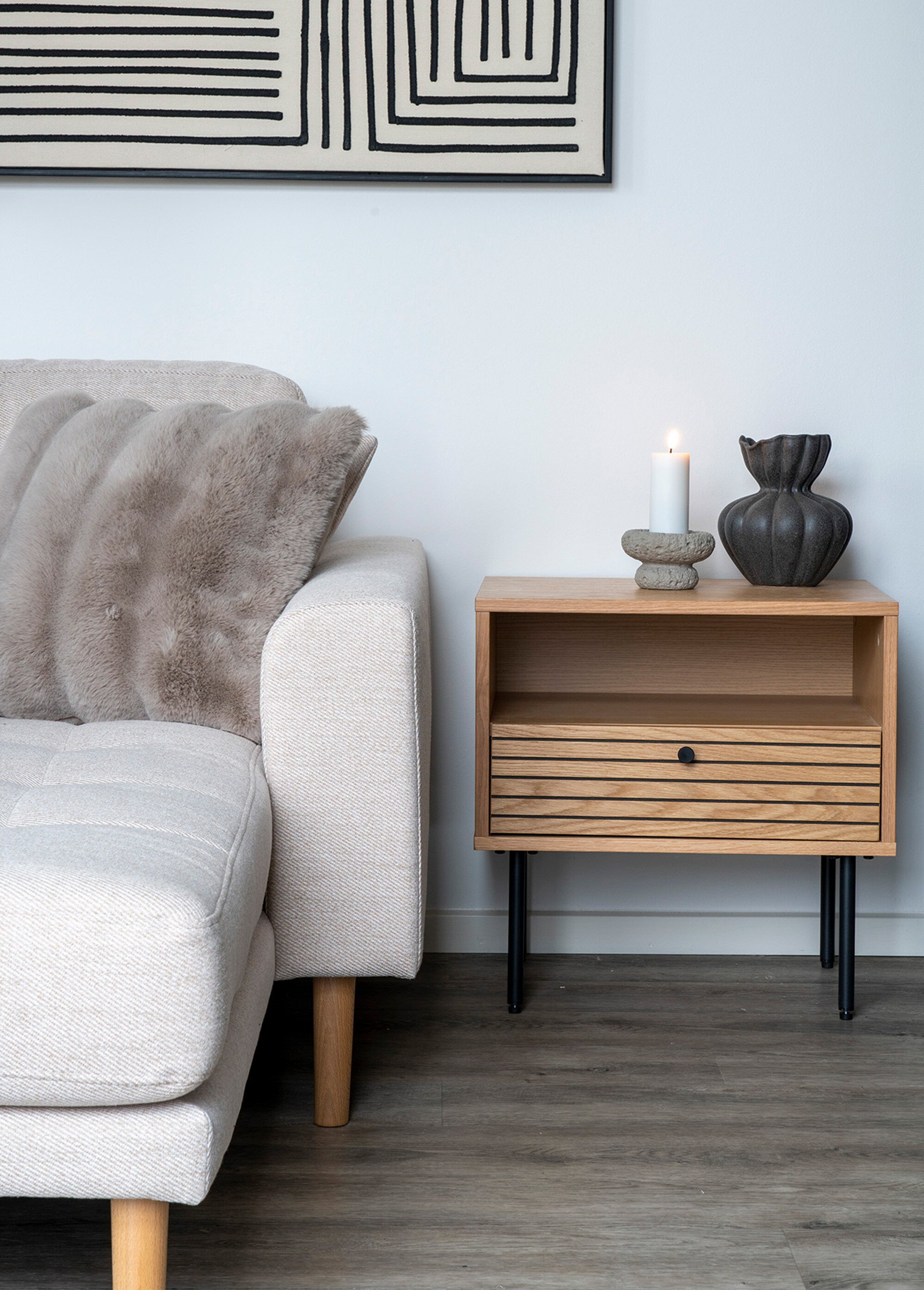 Table de chevet en chêne plaqué CHENE HN-3701000 SI1