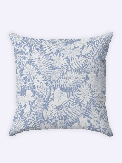 Taie d'oreiller flanelle coton imprimé végétal Bleu RUDE-TAIE FA1