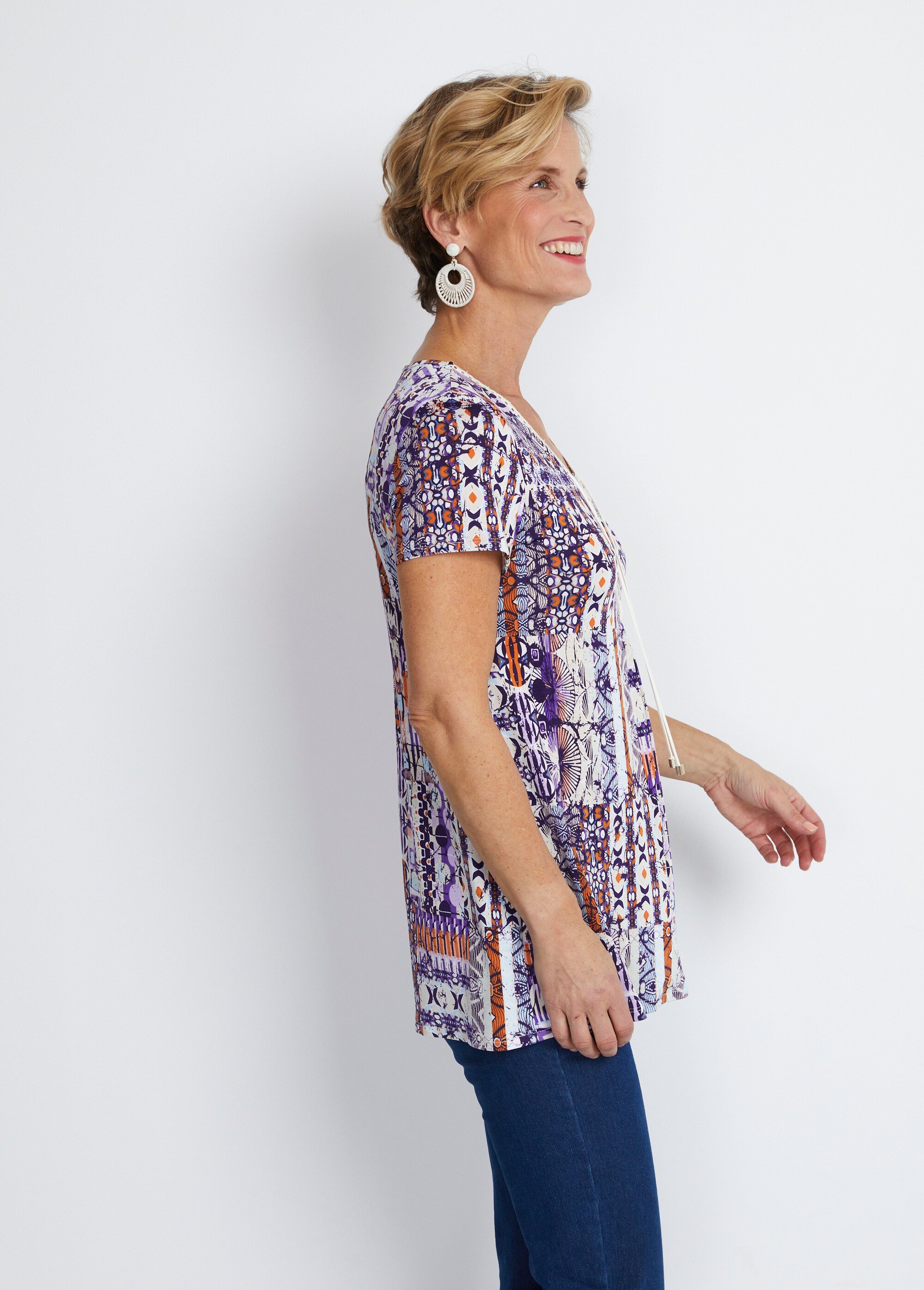 Tee-shirt ample manches courtes imprimé Femme Violet CAMON DR1