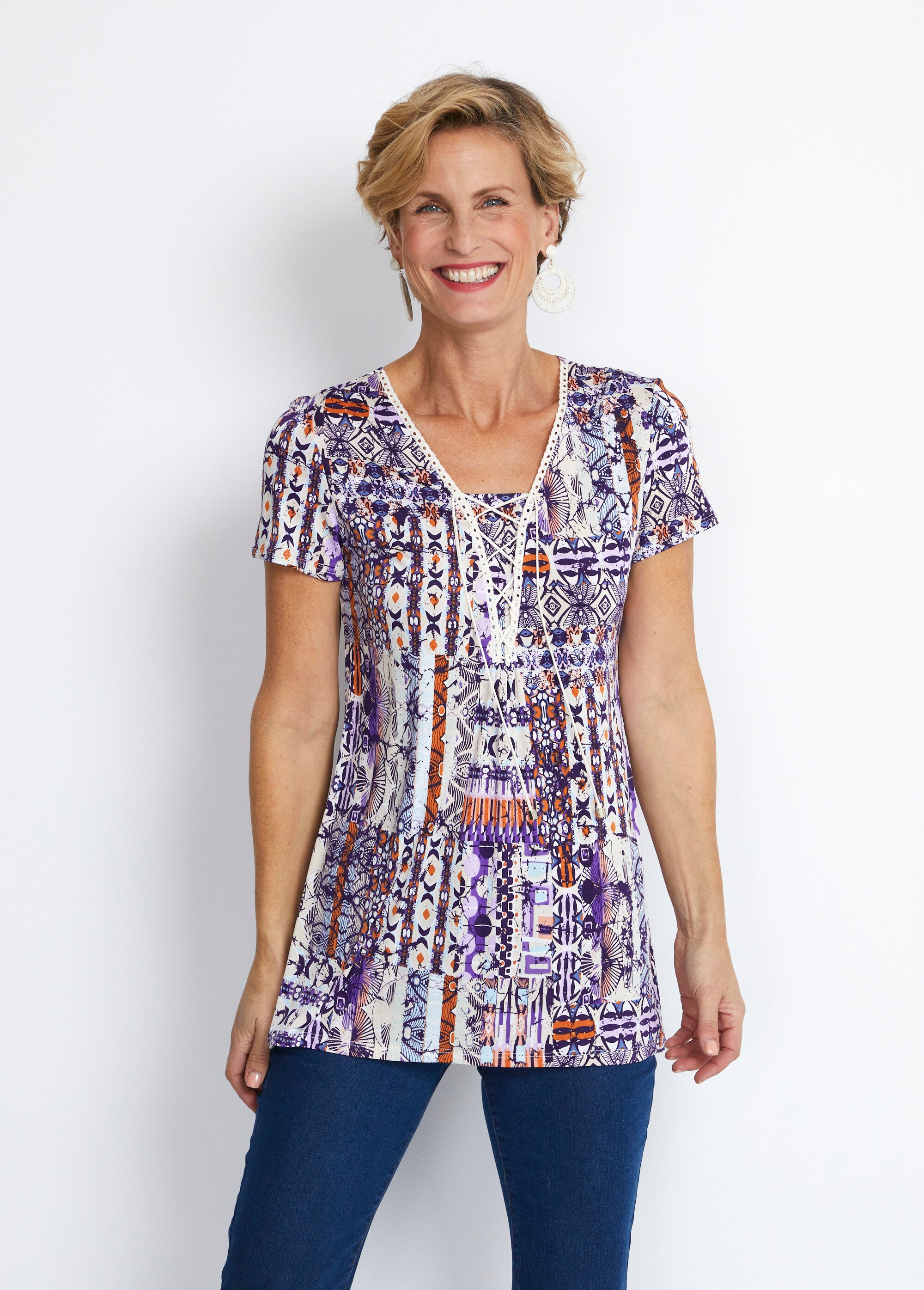 Tee-shirt ample manches courtes imprimé