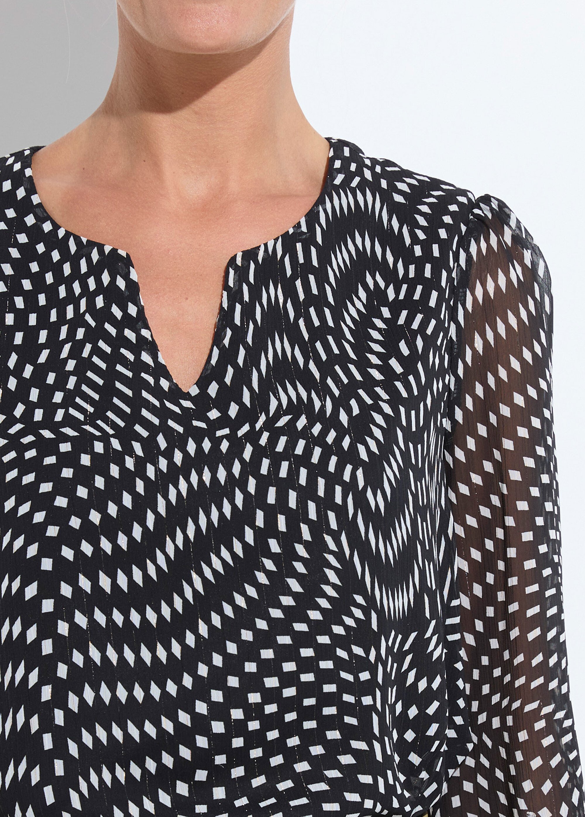Tunique manches longues voile graphique Femme Noir CLADY DE1