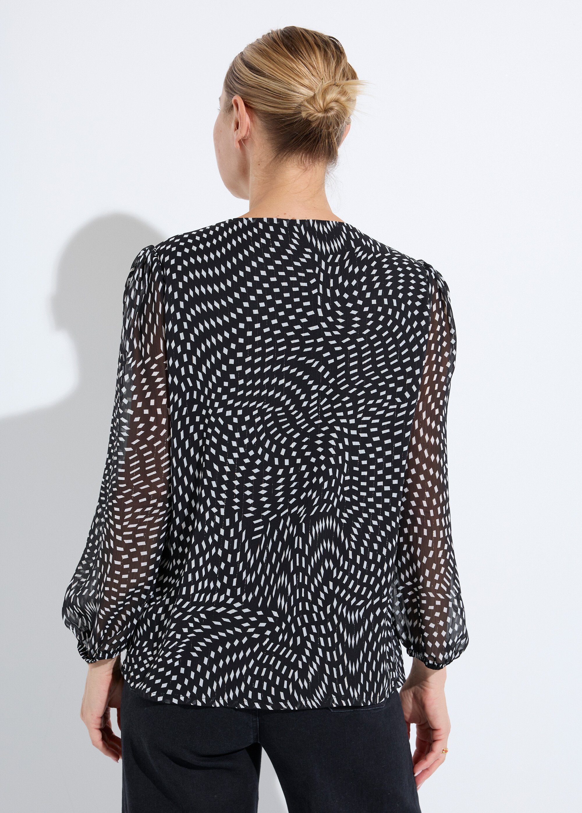 Tunique manches longues voile graphique Femme Noir CLADY DO1