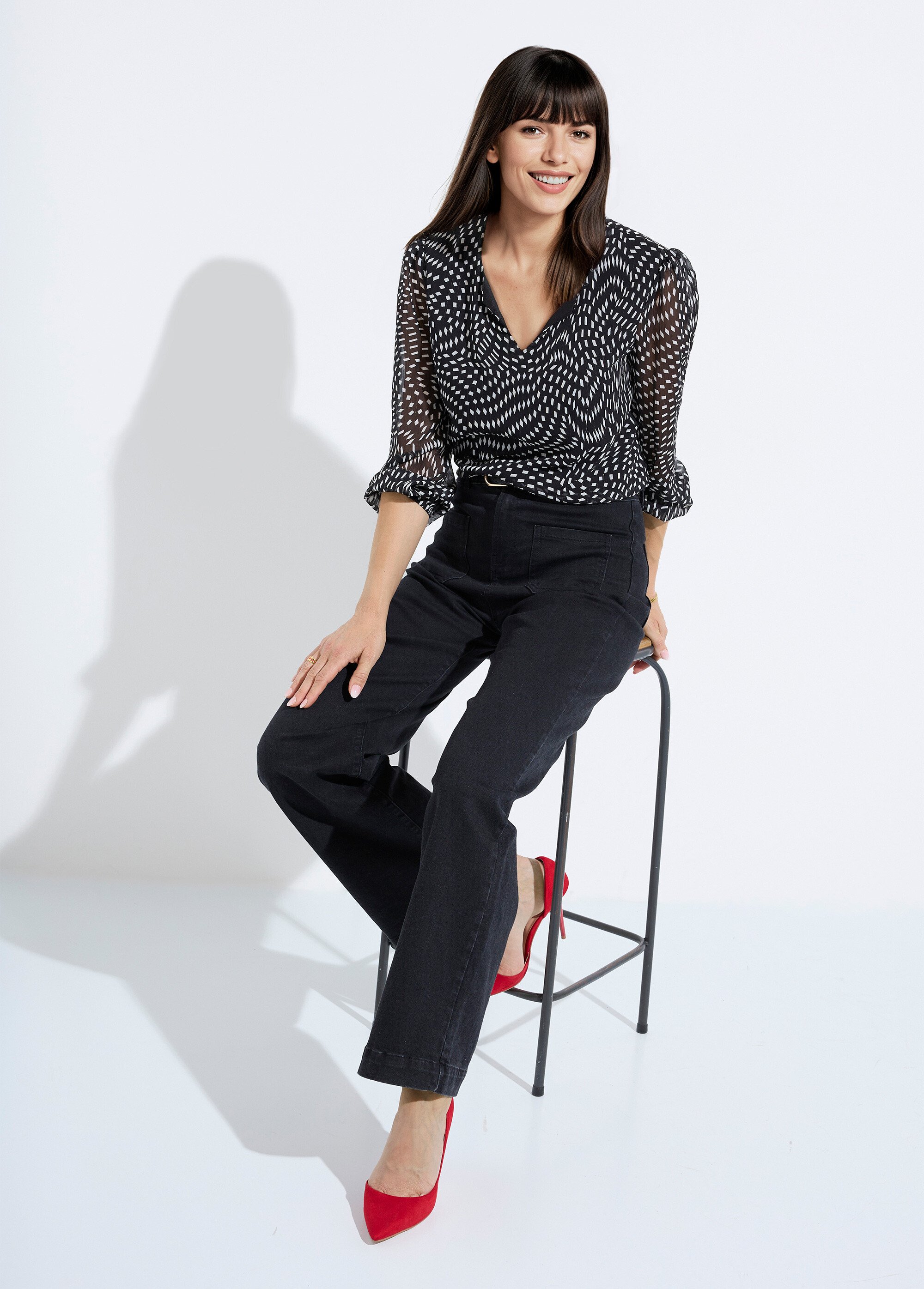 Tunique manches longues voile graphique