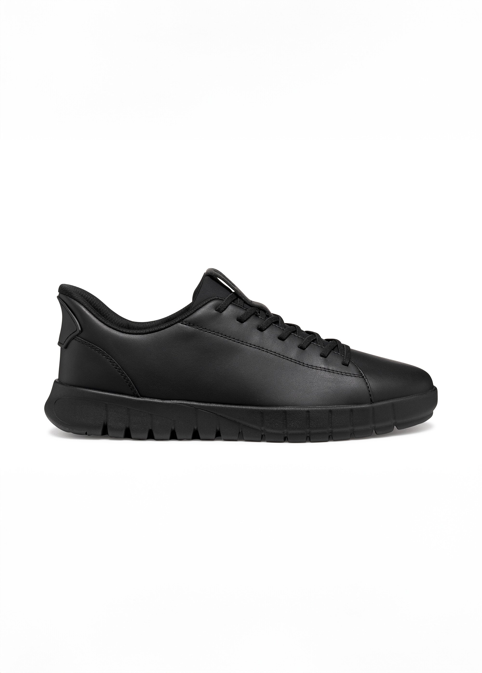 Baskets homme en cuir à lacets Homme Noir GEO-U56MAA DR1