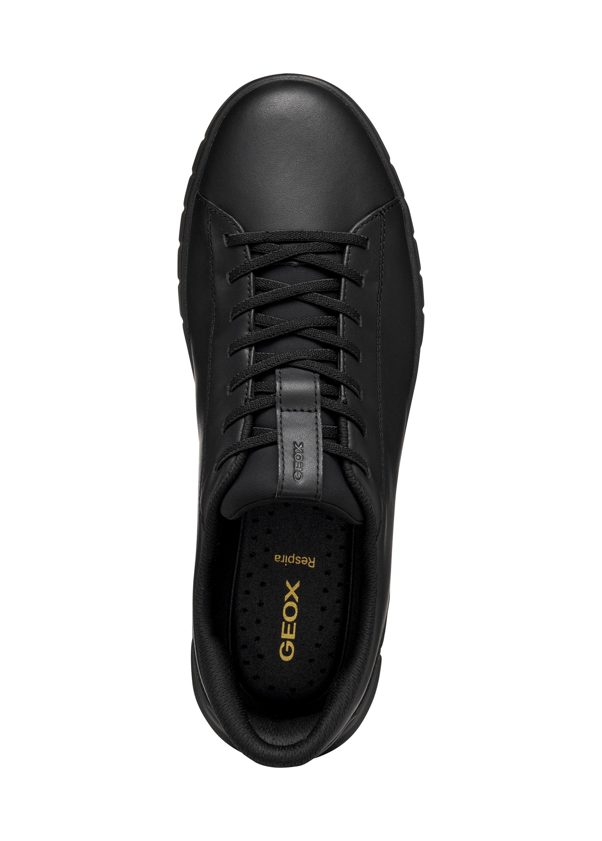 Baskets homme en cuir à lacets Homme Noir GEO-U56MAA OV1