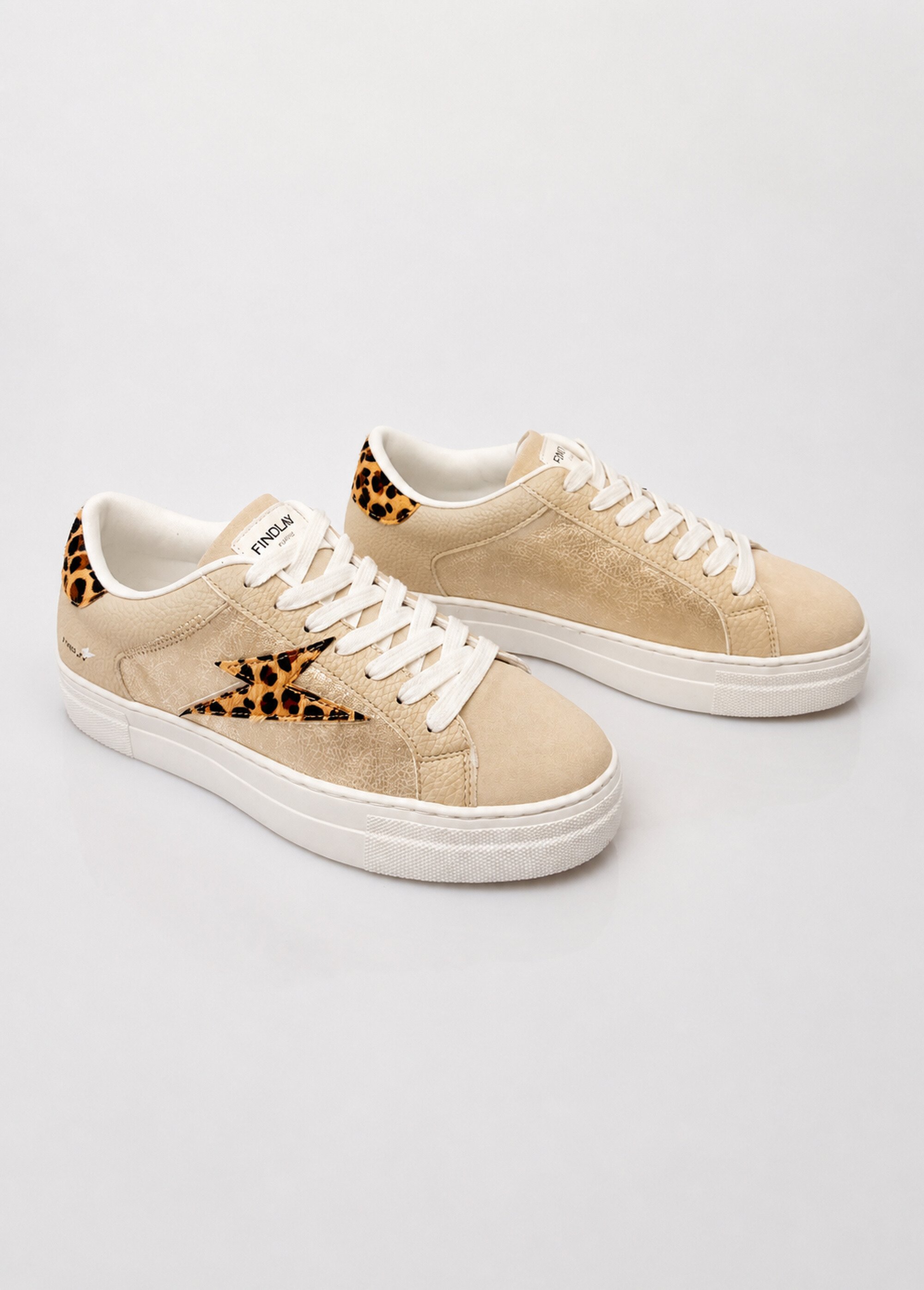 Baskets métallisées léopard détail éclair Femme BEIGE LEOPARD COVFY0999 DE1
