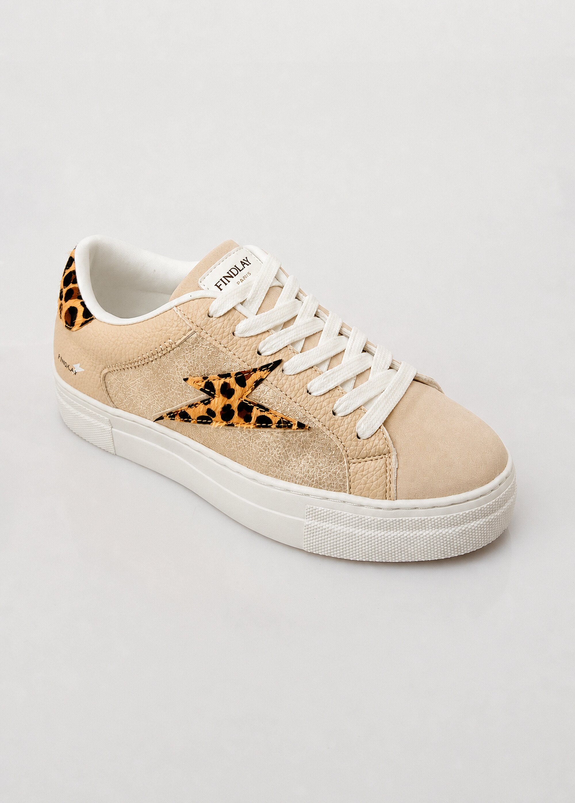 Baskets métallisées léopard détail éclair Femme BEIGE LEOPARD COVFY0999 FA1