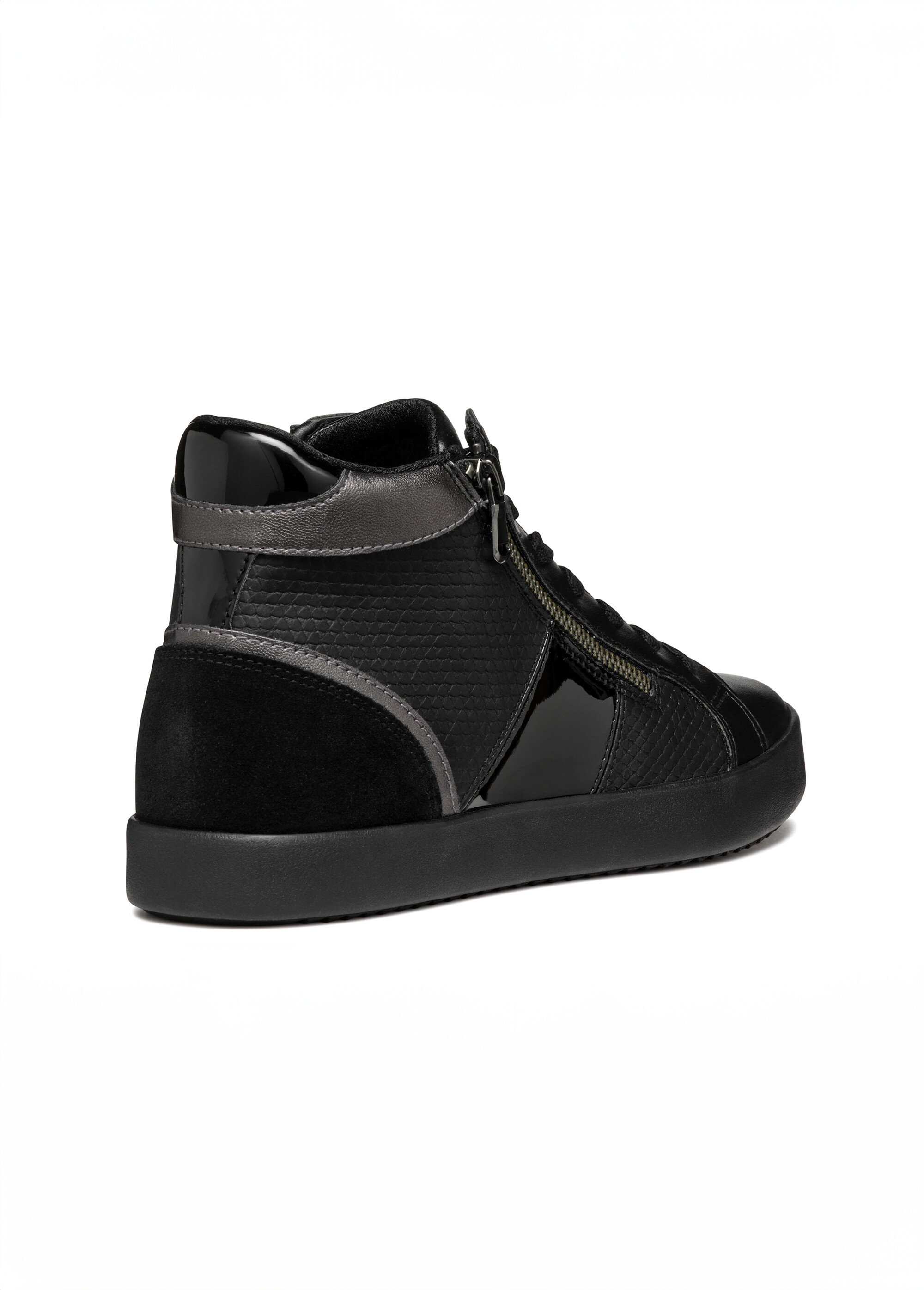 Baskets montantes multimatières lacets + zip Femme Noir GEO-D366HD DO2