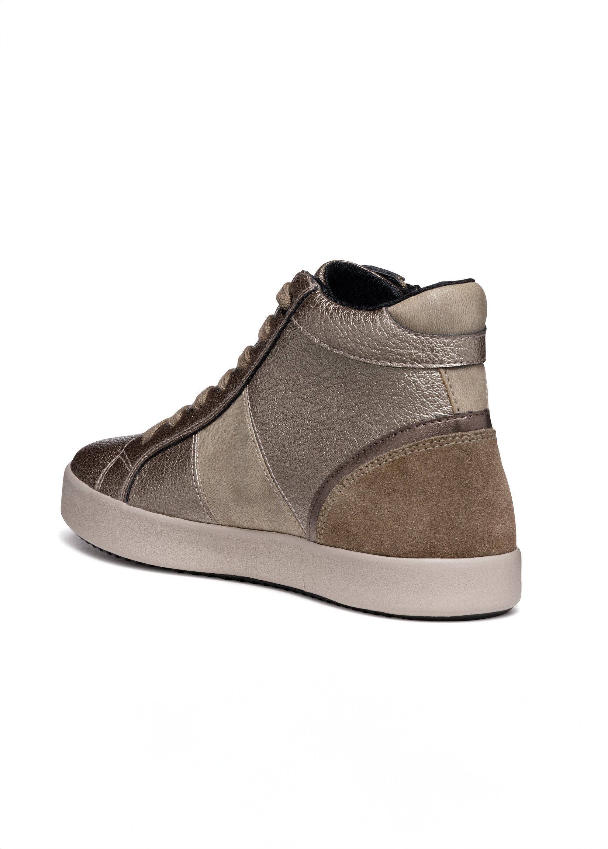 Baskets montantes multimatières lacets + zip Femme Marron GEO-D366HD DO1
