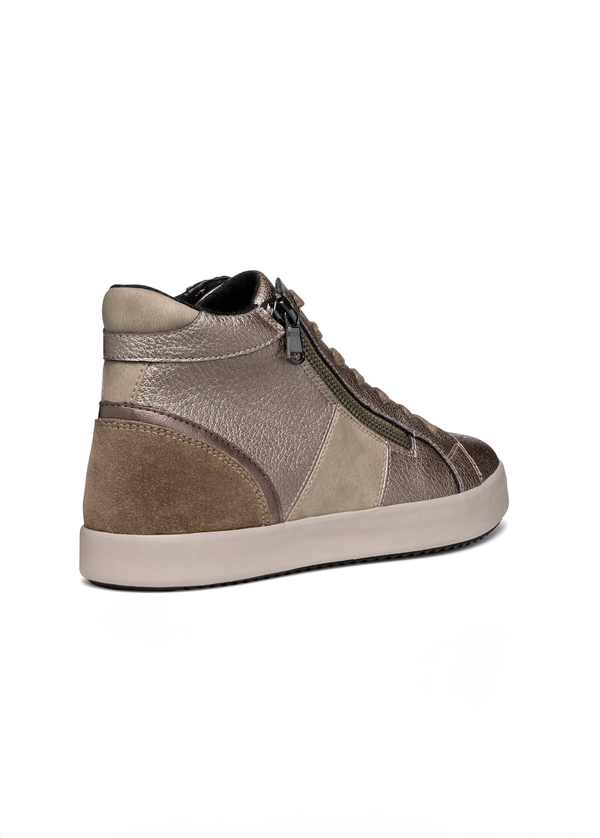 Baskets montantes multimatières lacets + zip Femme Marron GEO-D366HD DO2