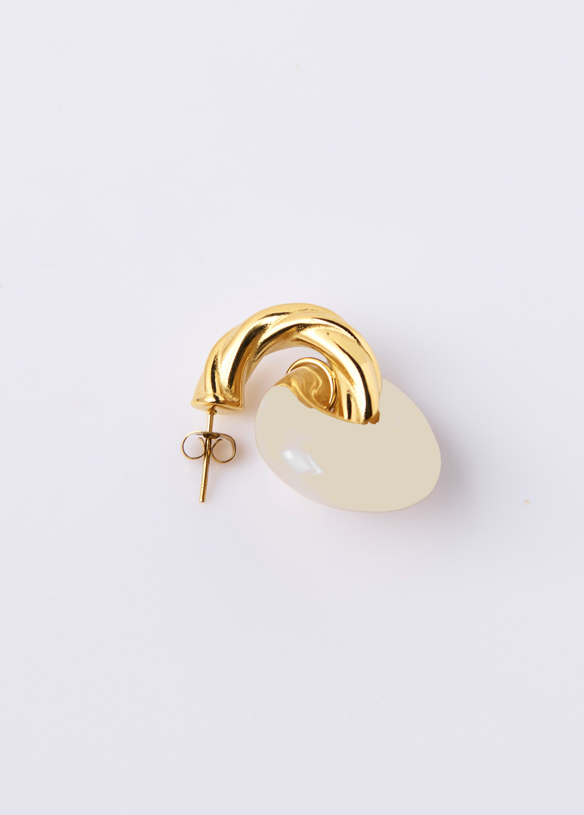 Boucles d'oreilles torsadées inox avec pendant DORE ET BEIGE ULIO DE2