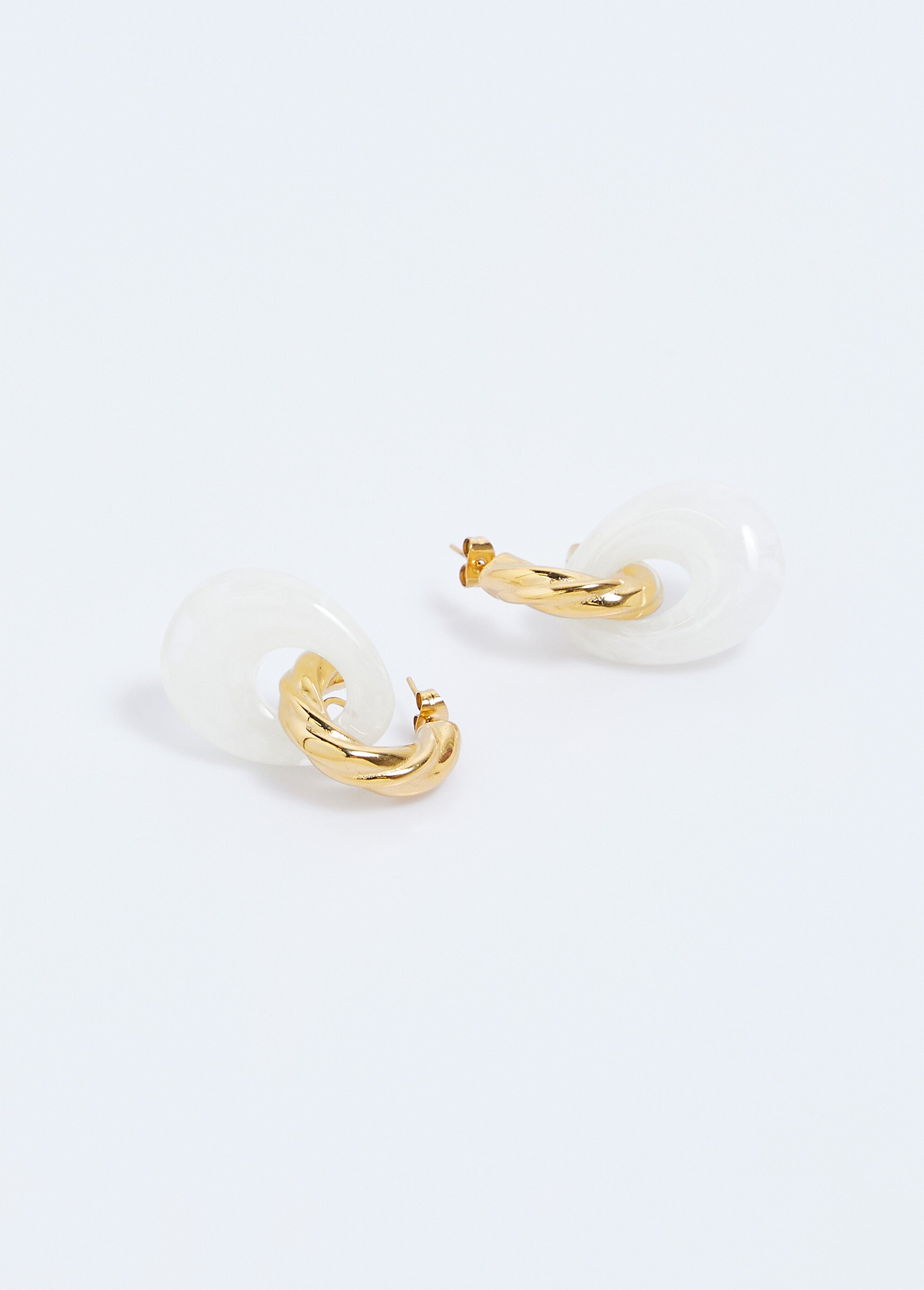 Boucles d'oreilles torsadées inox avec pendant DORE ET BLANC ULIO FA1