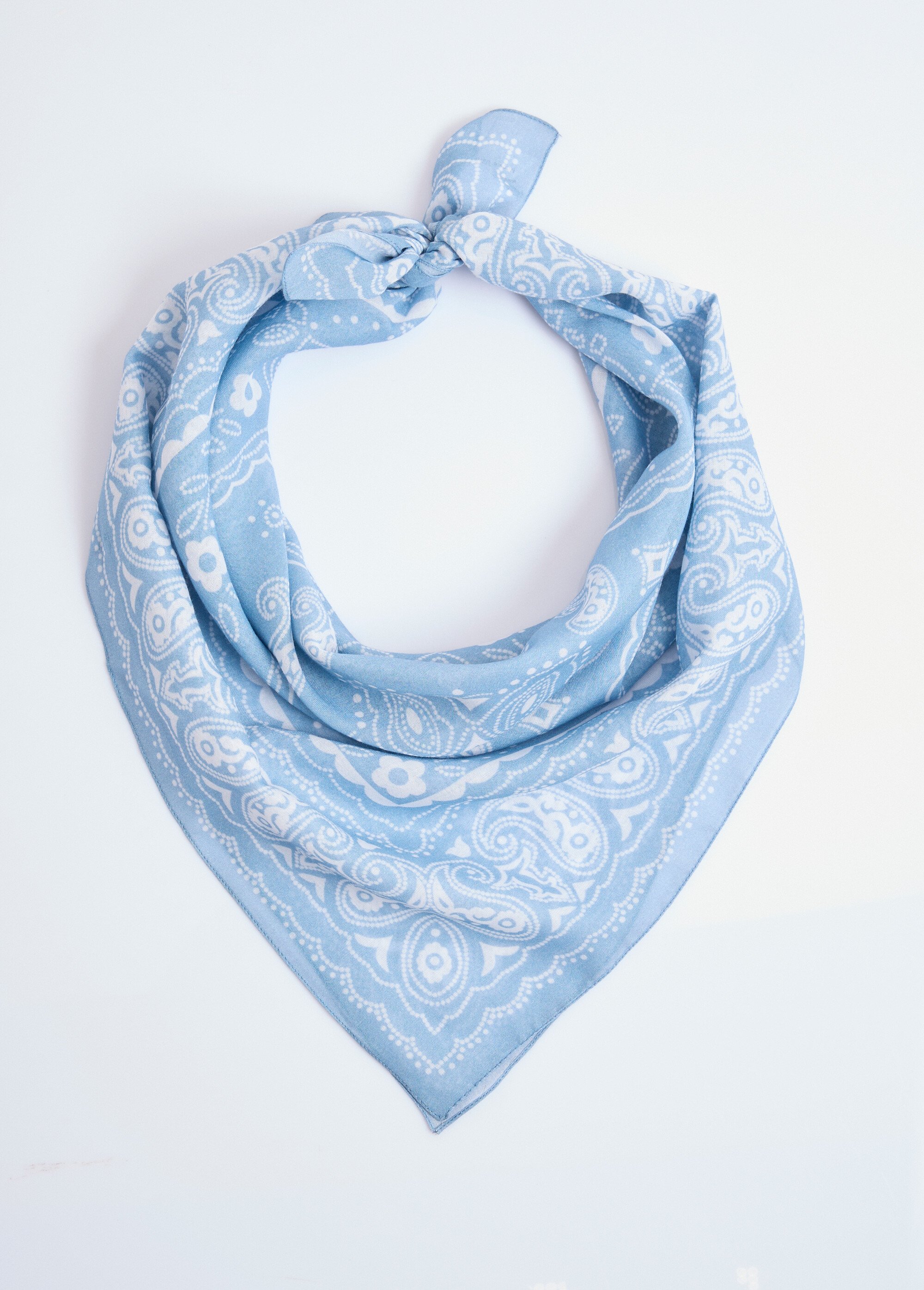 Carré bandana imprimé cachemire Femme Bleu USHA FA1