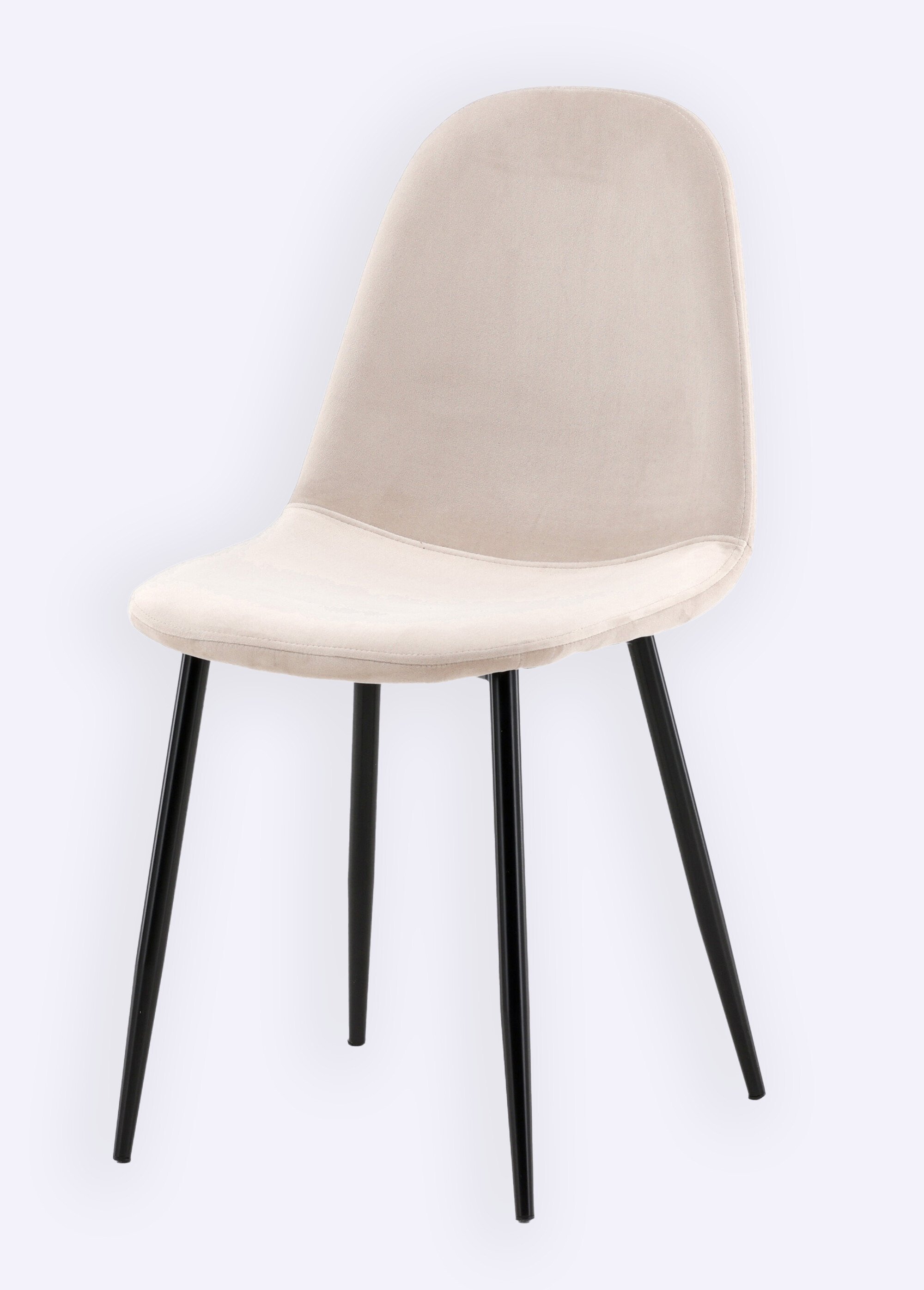 Chaises assise velours et pieds acier BEIGE VEN-19912-880 DE1