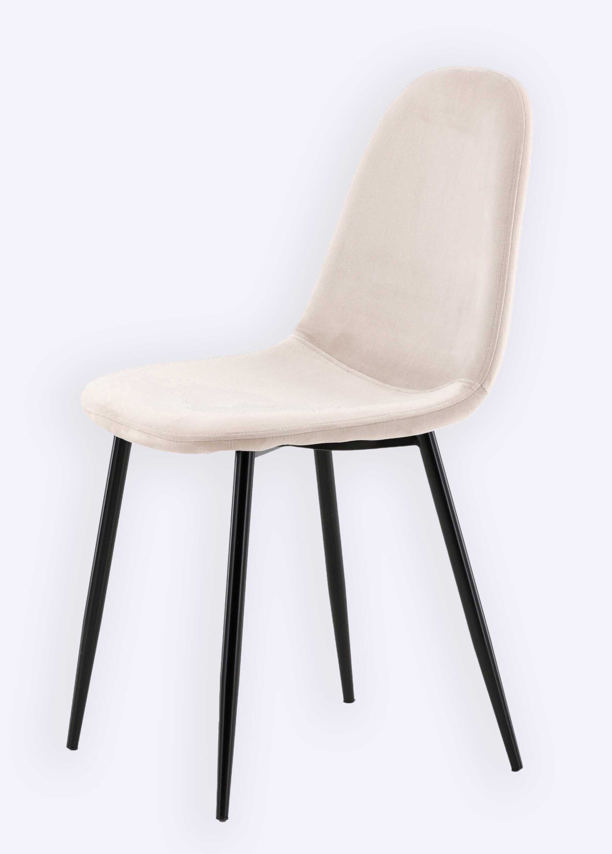 Chaises assise velours et pieds acier BEIGE VEN-19912-880 DE3
