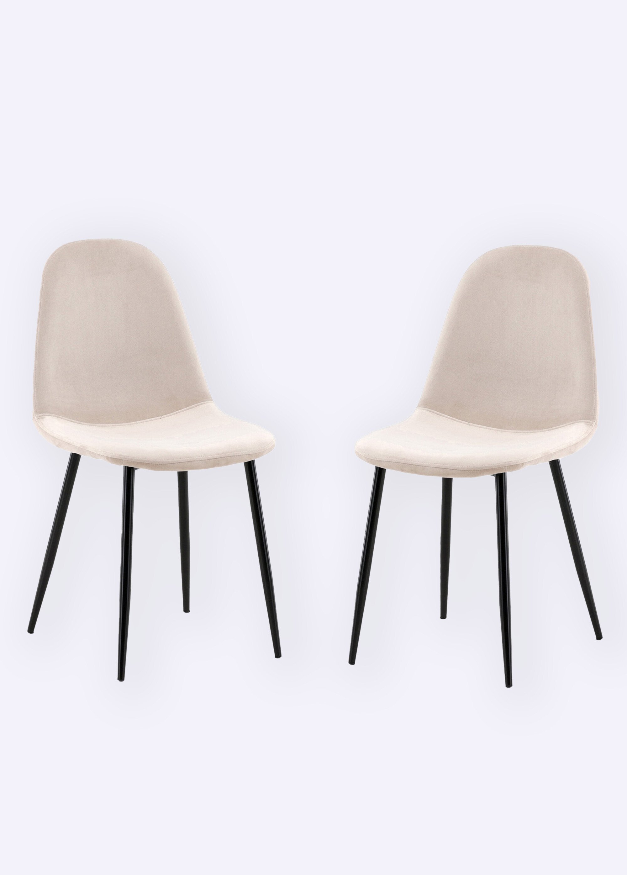 Chaises assise velours et pieds acier