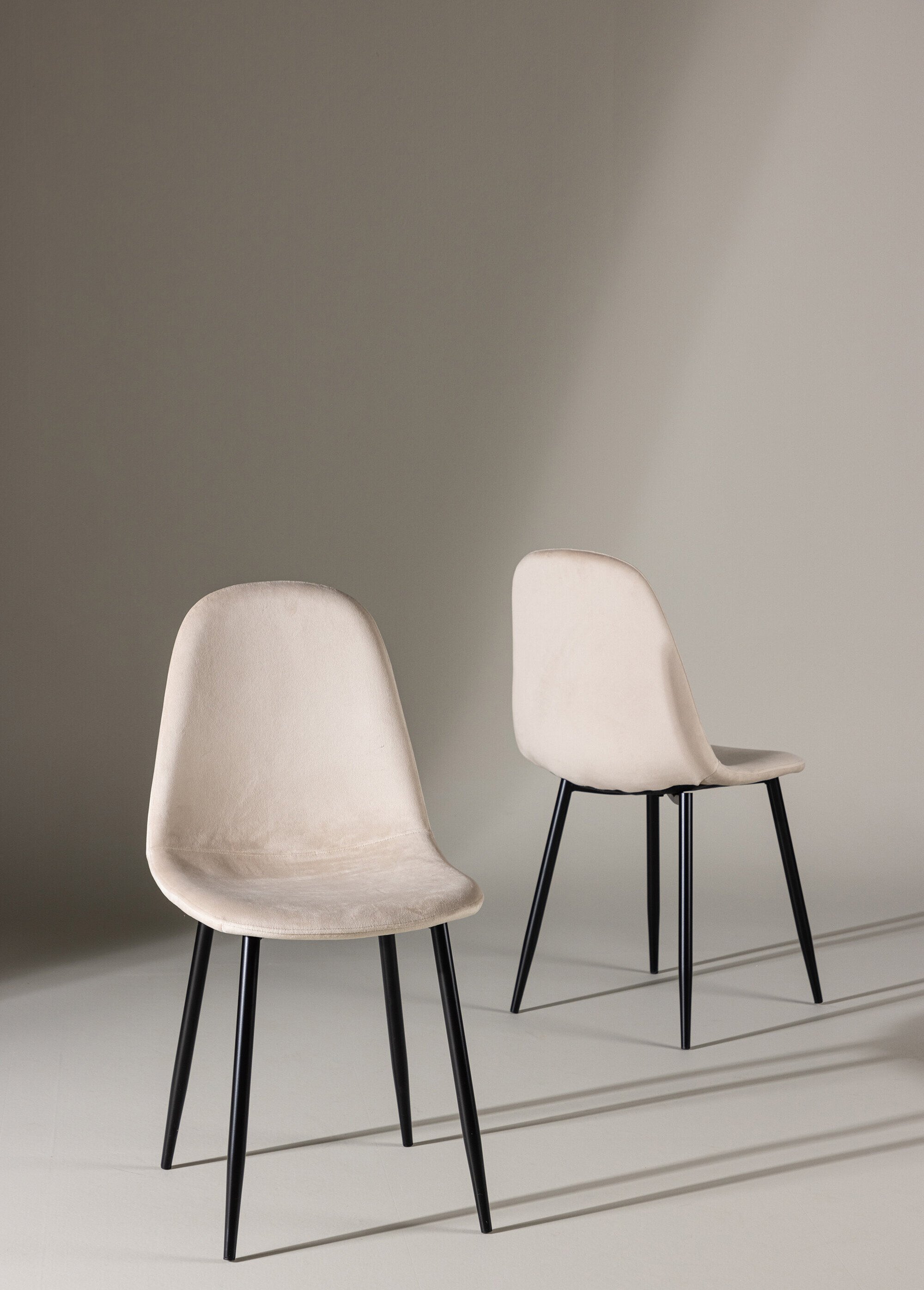 Chaises assise velours et pieds acier BEIGE VEN-19912-880 SF1