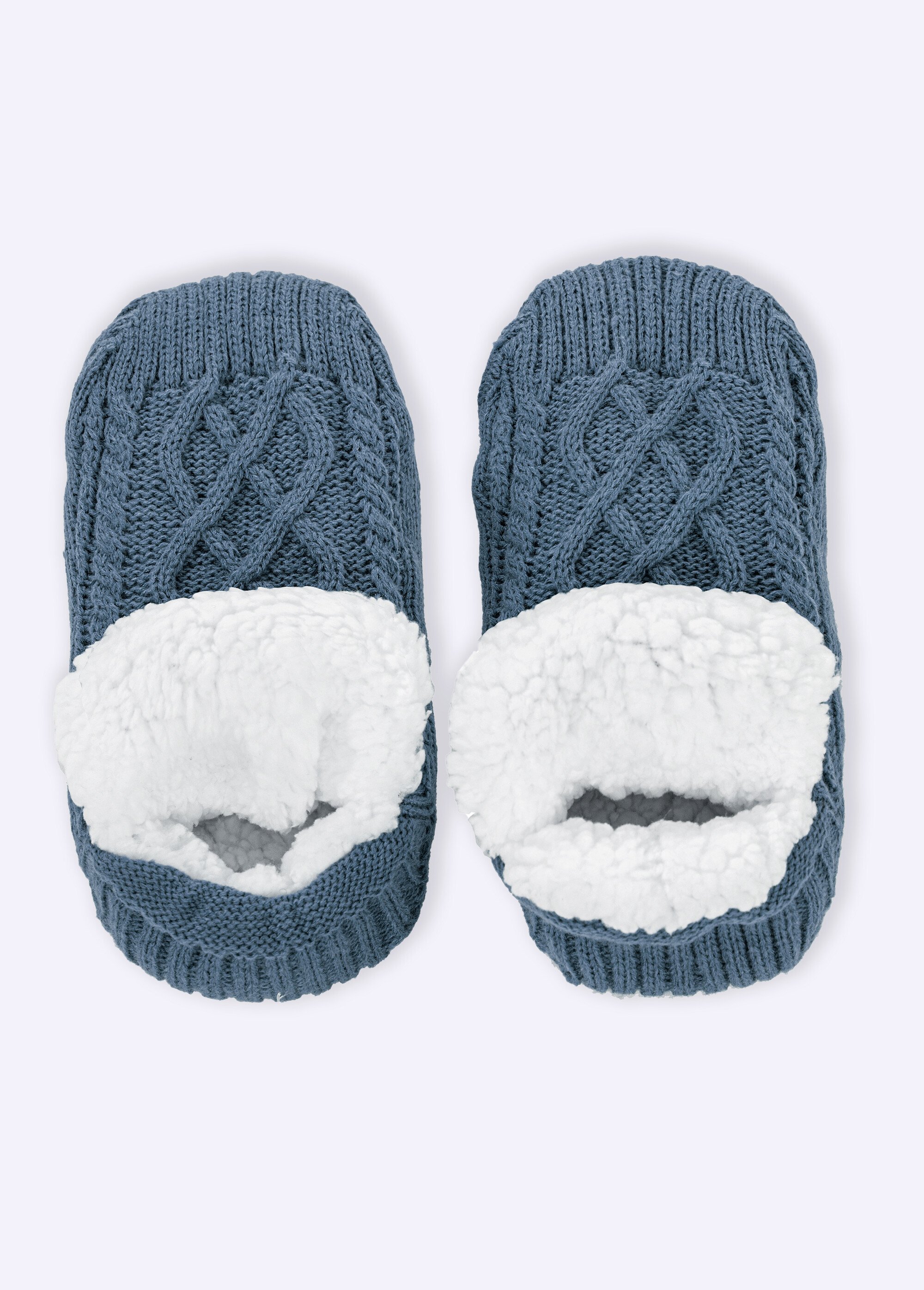 Chaussons chaussettes antidérapants fourrés Femme Bleu TIS-COSY-CHAUSS FA1