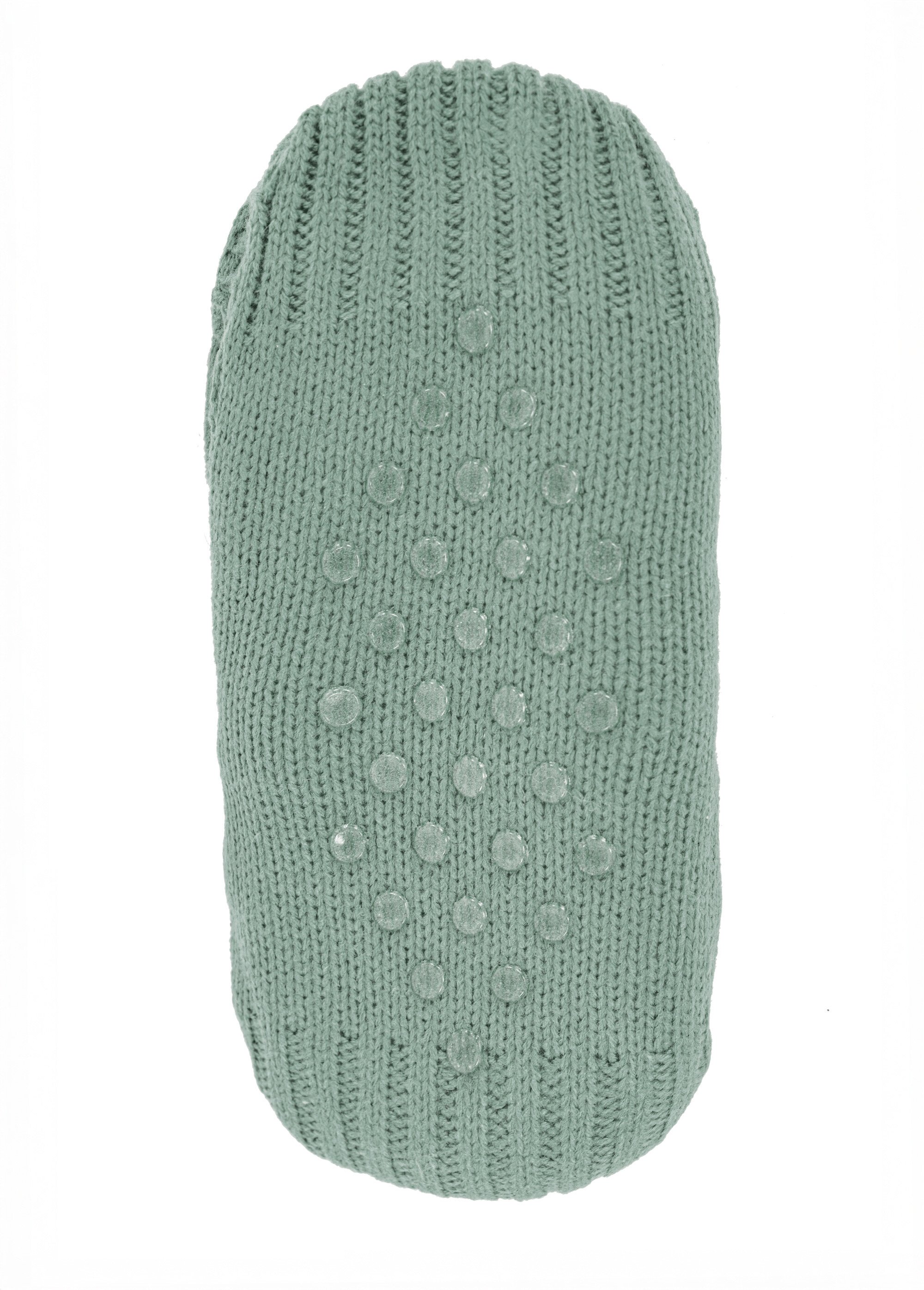 Chaussons chaussettes antidérapants fourrés Femme Vert TIS-COSY-CHAUSS UN1