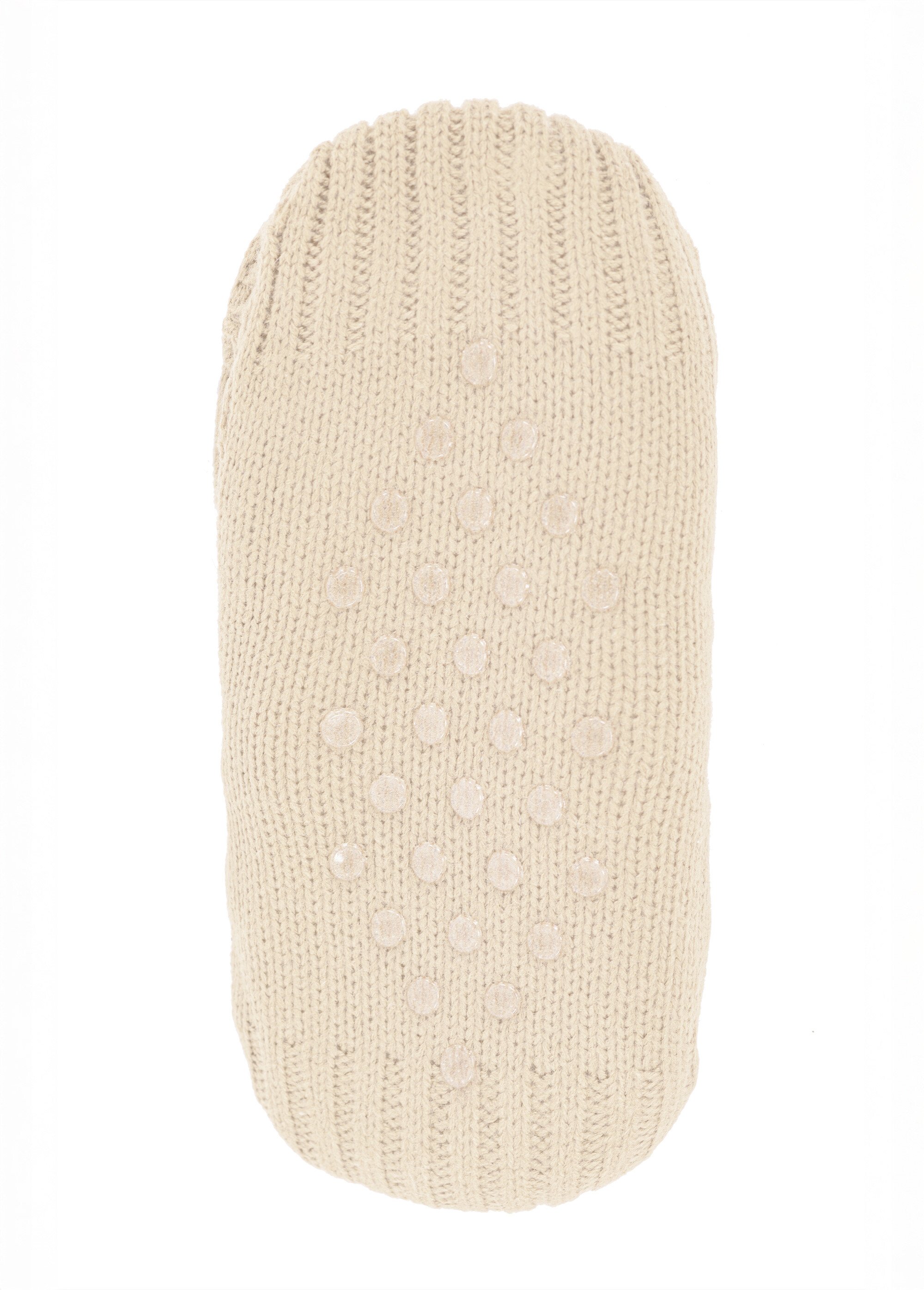 Chaussons chaussettes antidérapants fourrés Femme Beige TIS-COSY-CHAUSS UN1