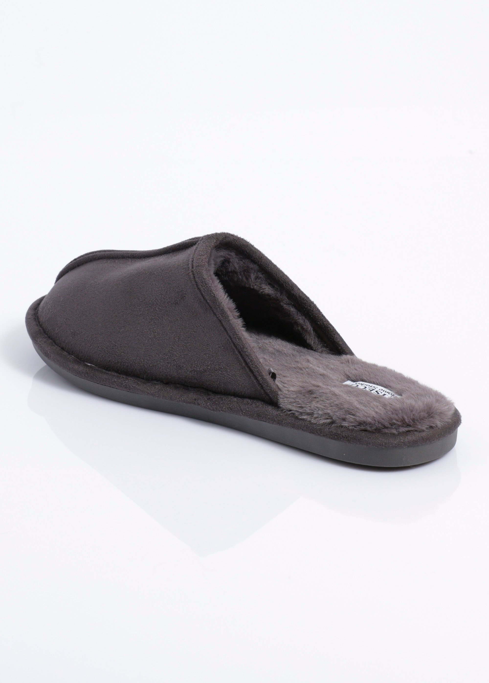 Chaussons mules suédine chauds fourrés Homme Gris TIS-SNUGGS-MEN DO1