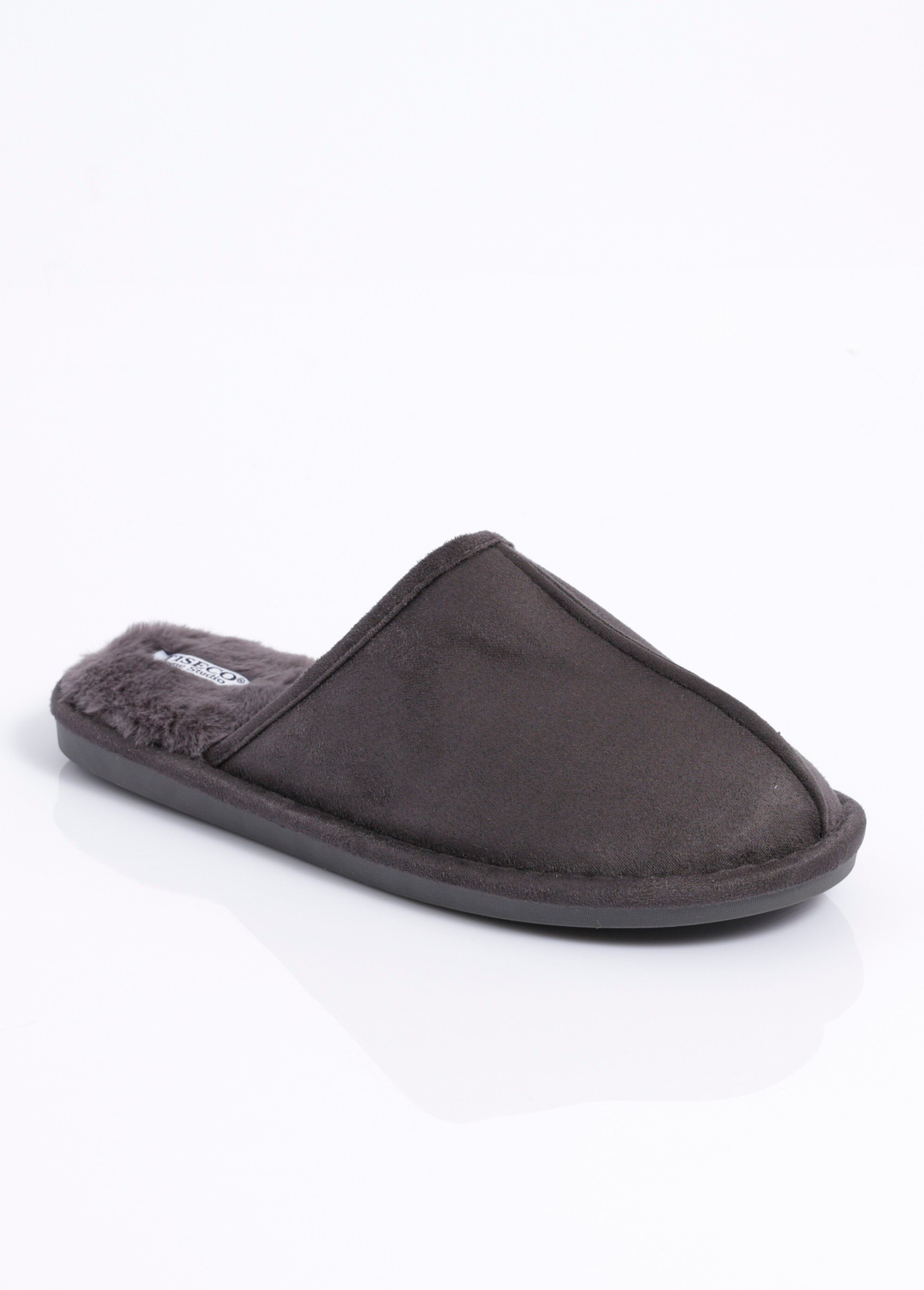 Chaussons mules suédine chauds fourrés Homme Gris TIS-SNUGGS-MEN FA1