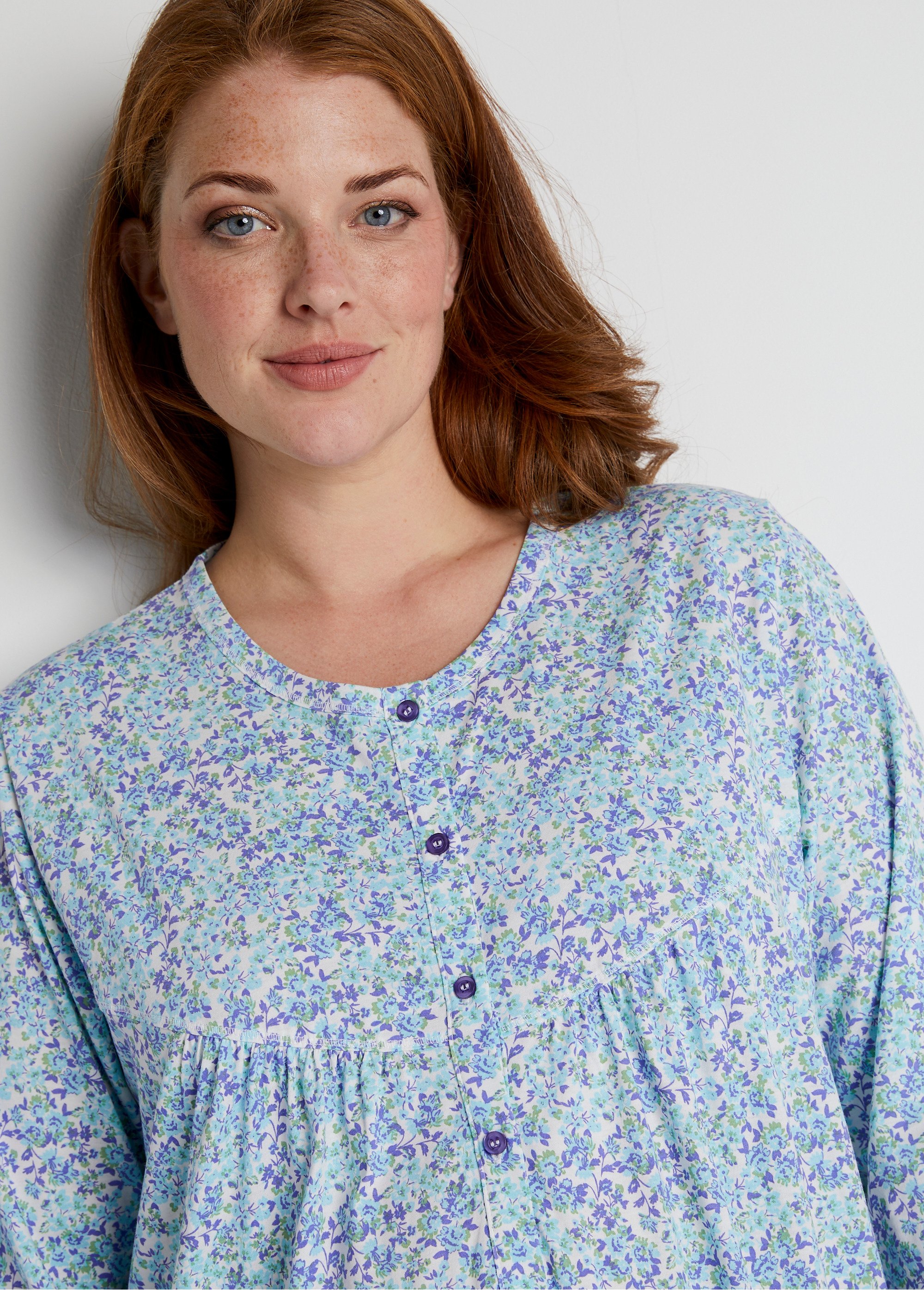 Chemise de nuit longue imprimée coton