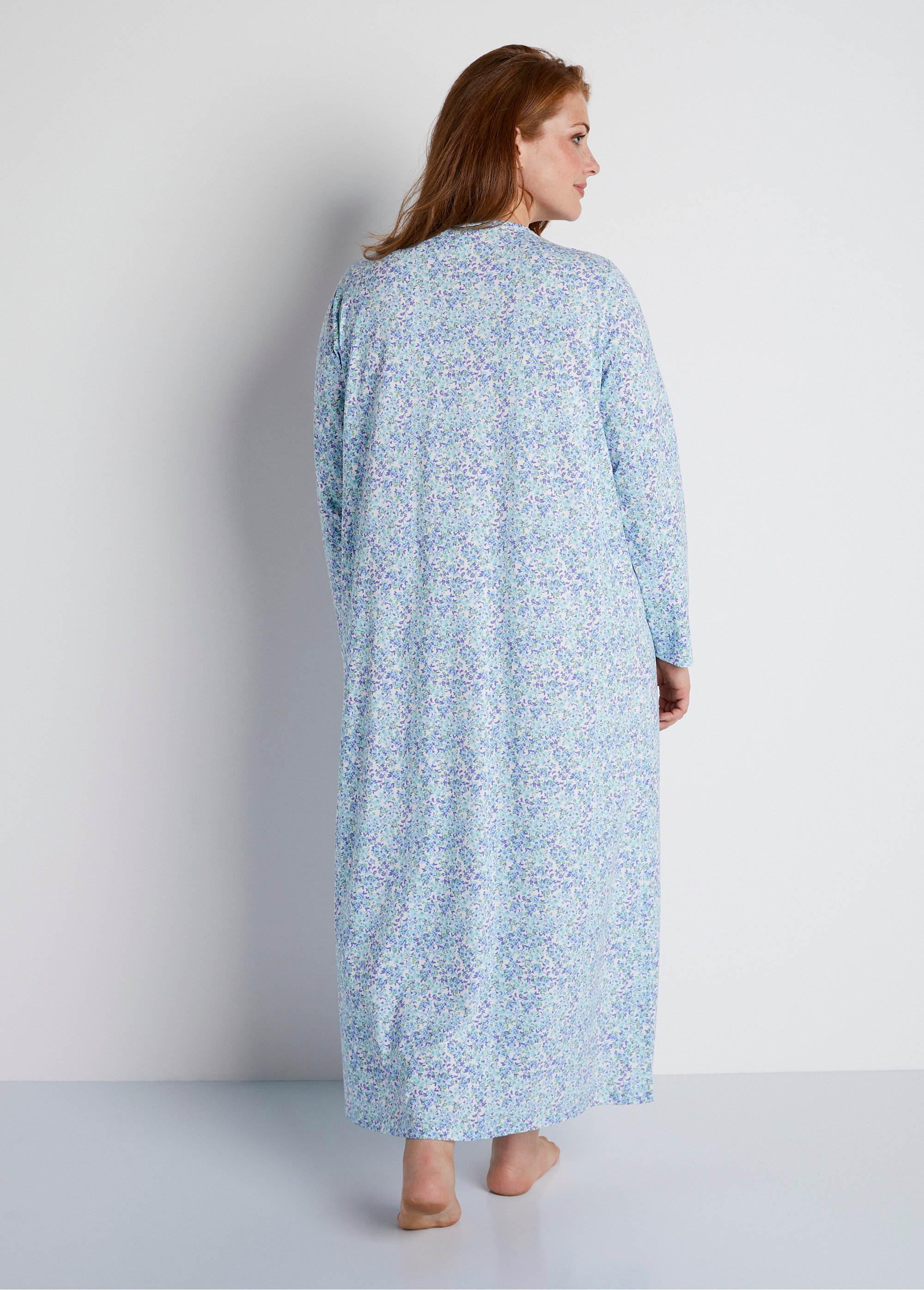 Chemise de nuit longue imprimée coton