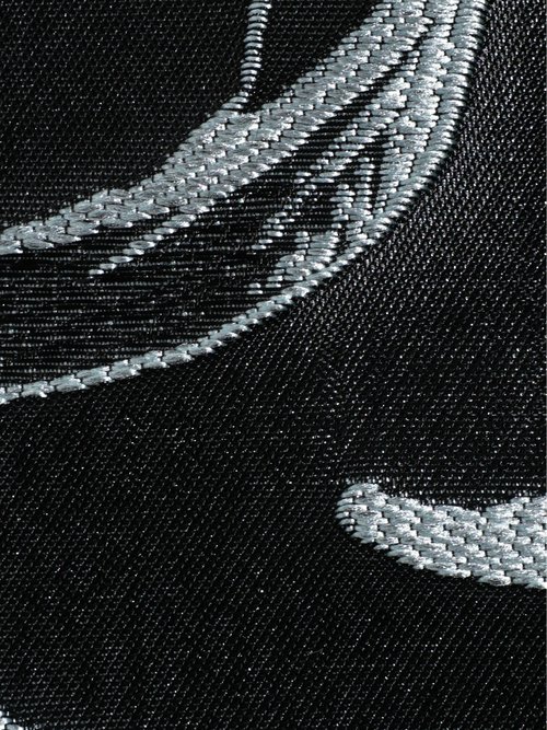 Coupon tissu brodé ameublement, iris NOIR COT115768 DE2