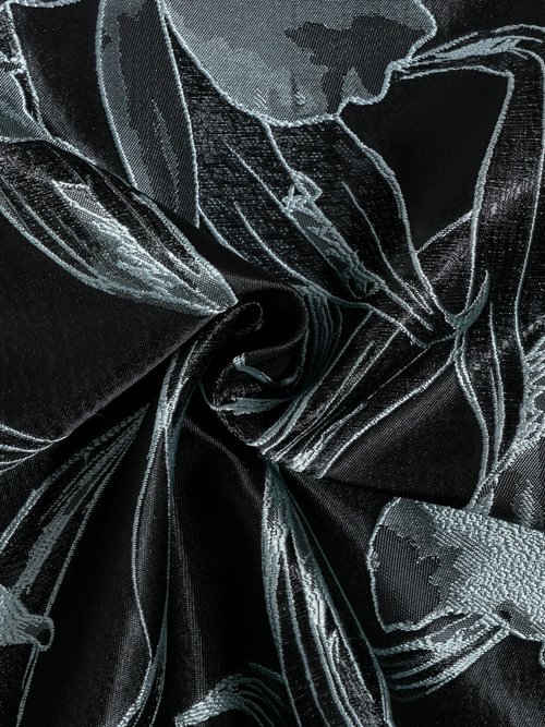 Coupon tissu brodé ameublement, iris NOIR COT115768 FA1