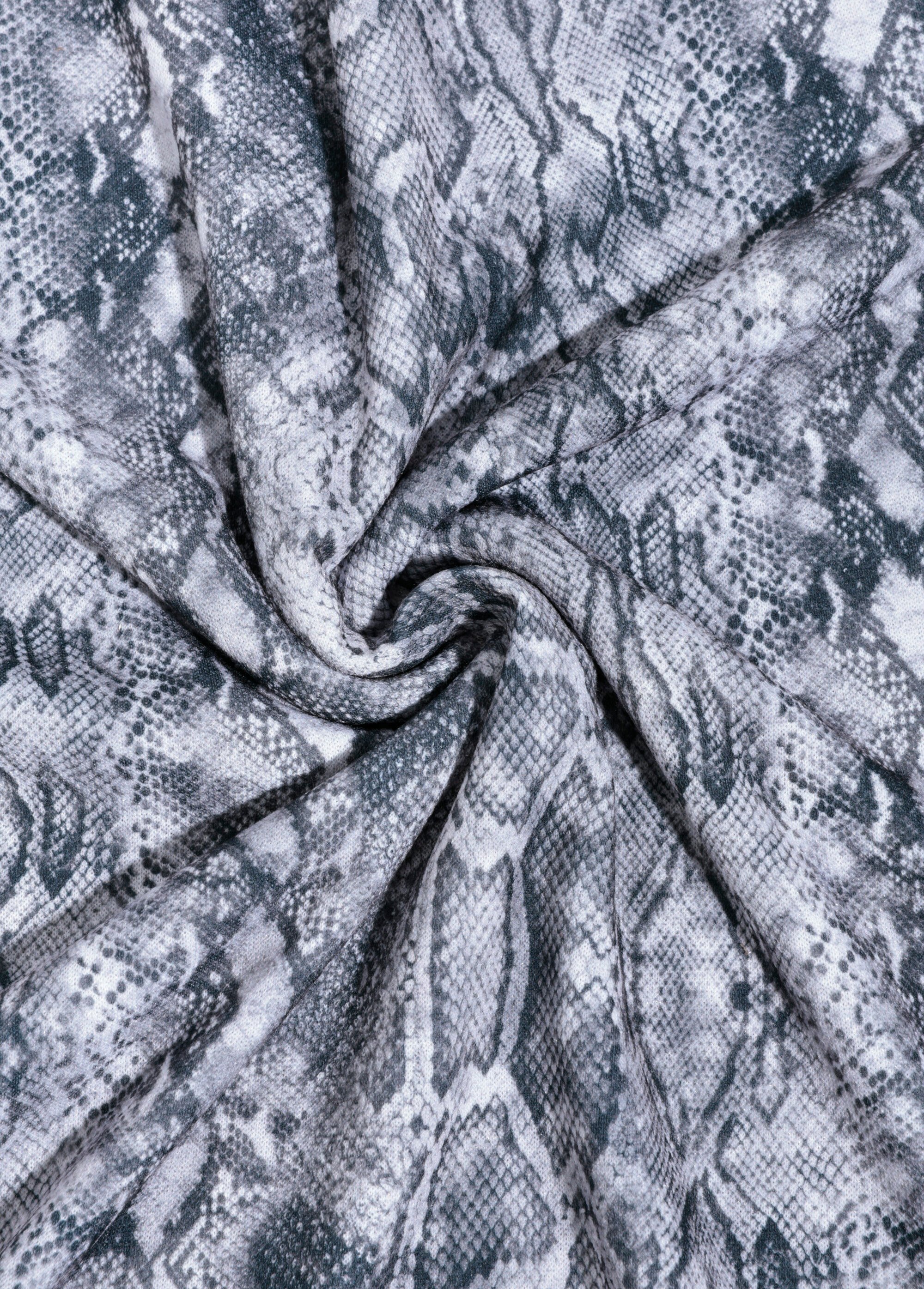 Coupon tissu habillement, motif reptile GRIS COT145364 FA1