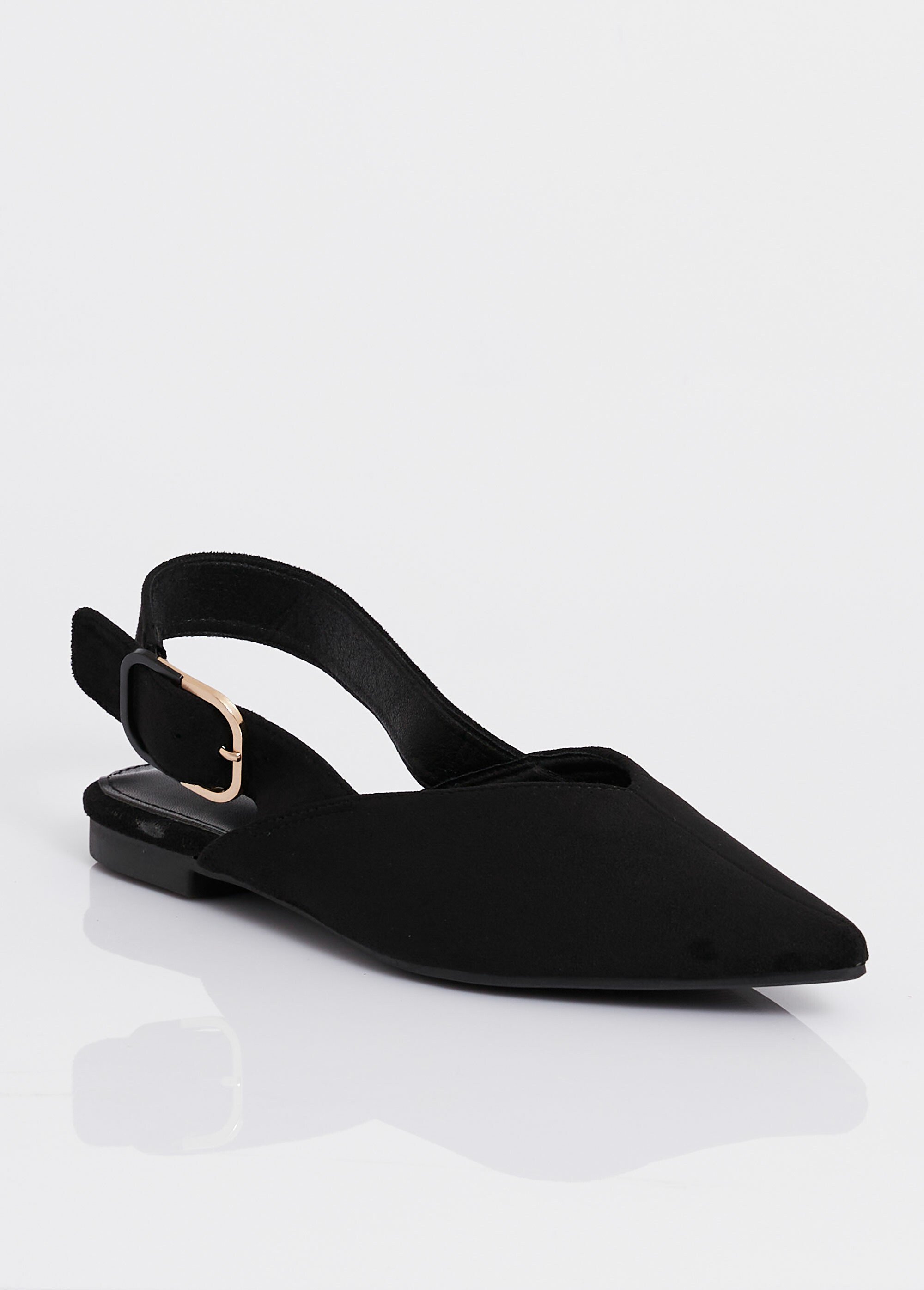 Escarpins pointus avec bride slingback Femme Noir MAR9755 FA1