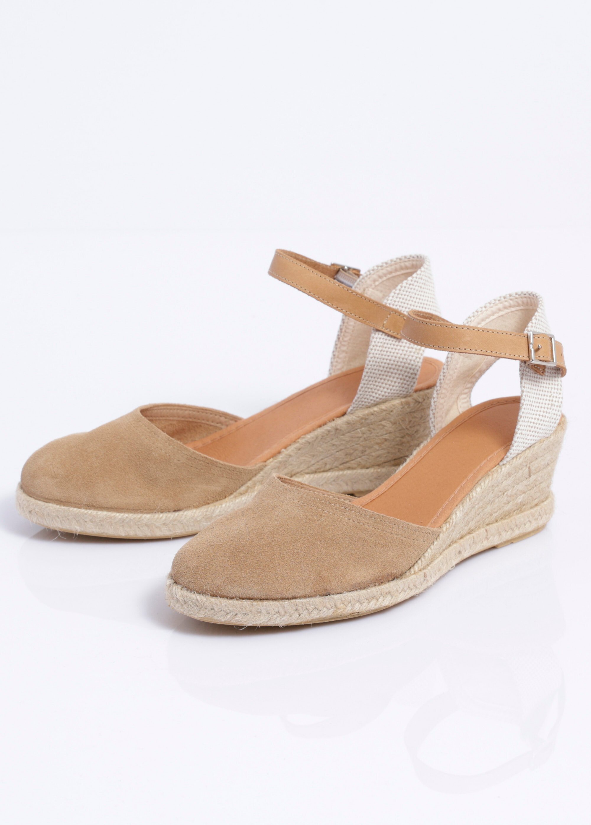 Espadrilles compensées cuir semelles corde Femme Beige OSTAC DE1