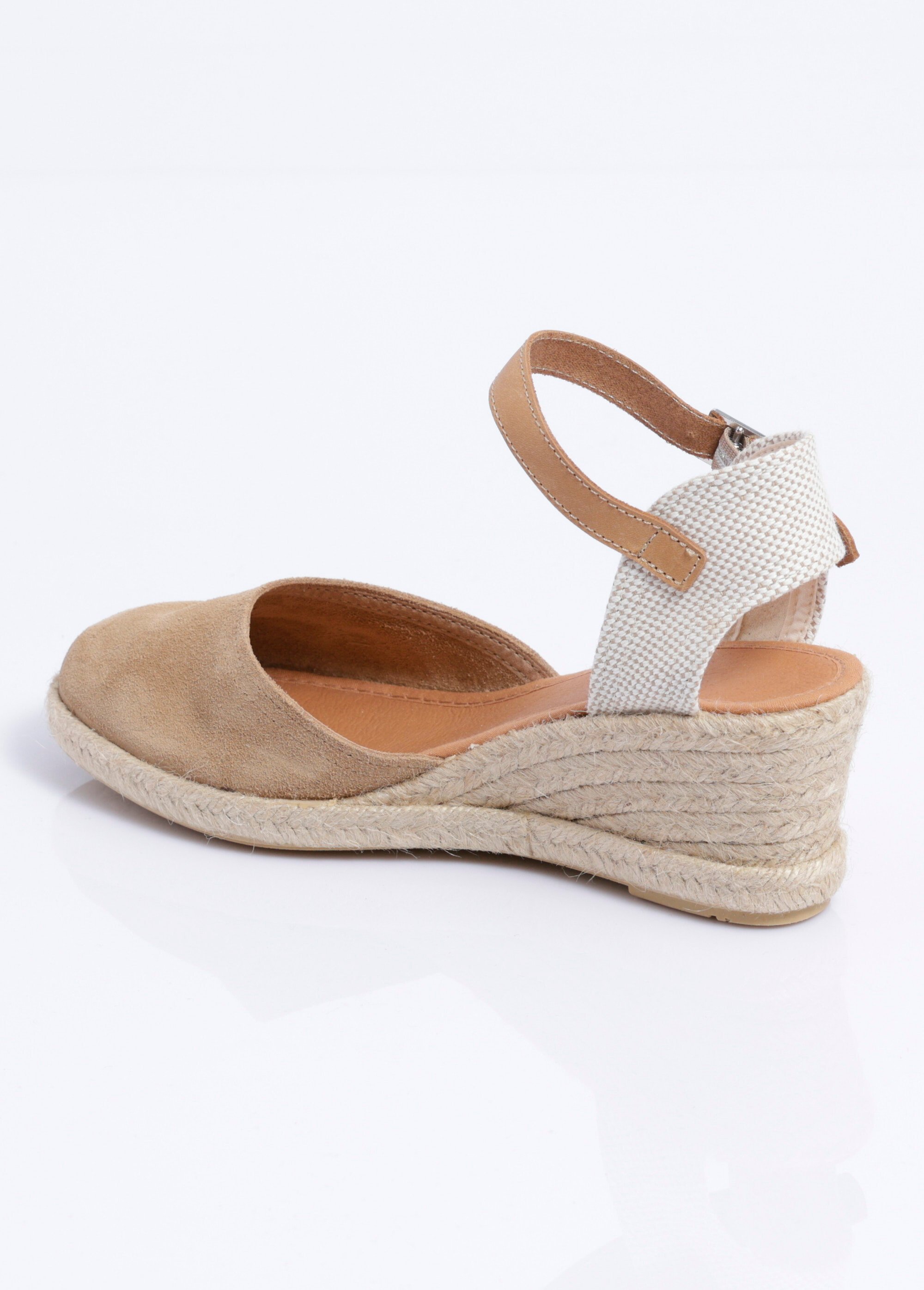 Espadrilles compensées cuir semelles corde Femme Beige OSTAC DO1