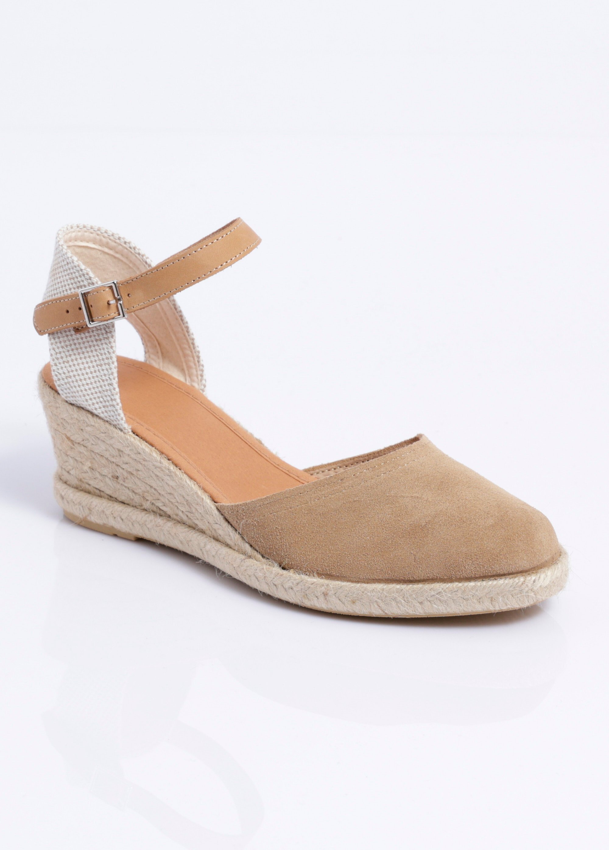 Espadrilles compensées cuir semelles corde Femme Beige OSTAC FA1