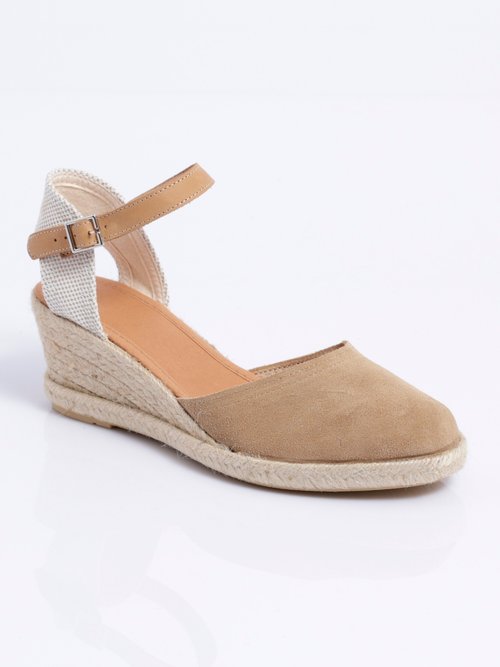 Espadrilles compensées cuir semelles corde Femme Beige OSTAC FA1