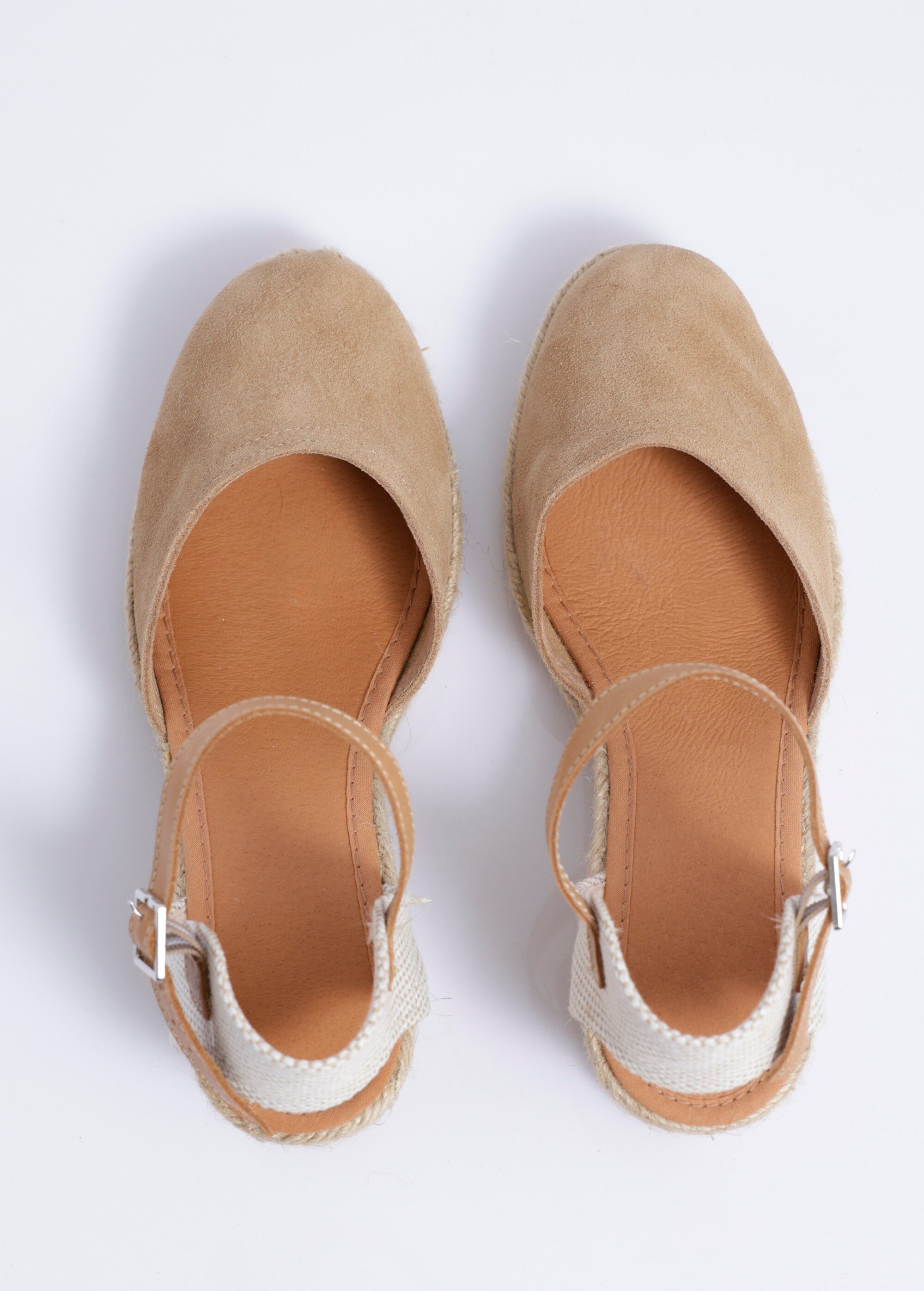 Espadrilles compensées cuir semelles corde Femme Beige OSTAC OV1