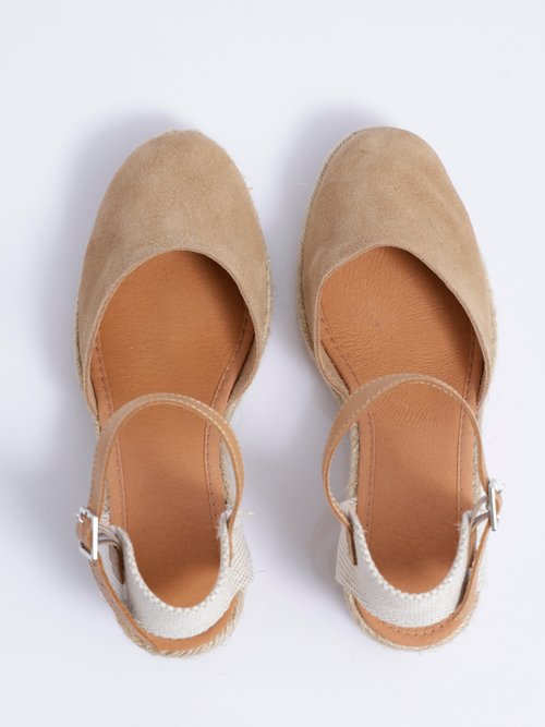 Espadrilles compensées cuir semelles corde Femme Beige OSTAC OV1
