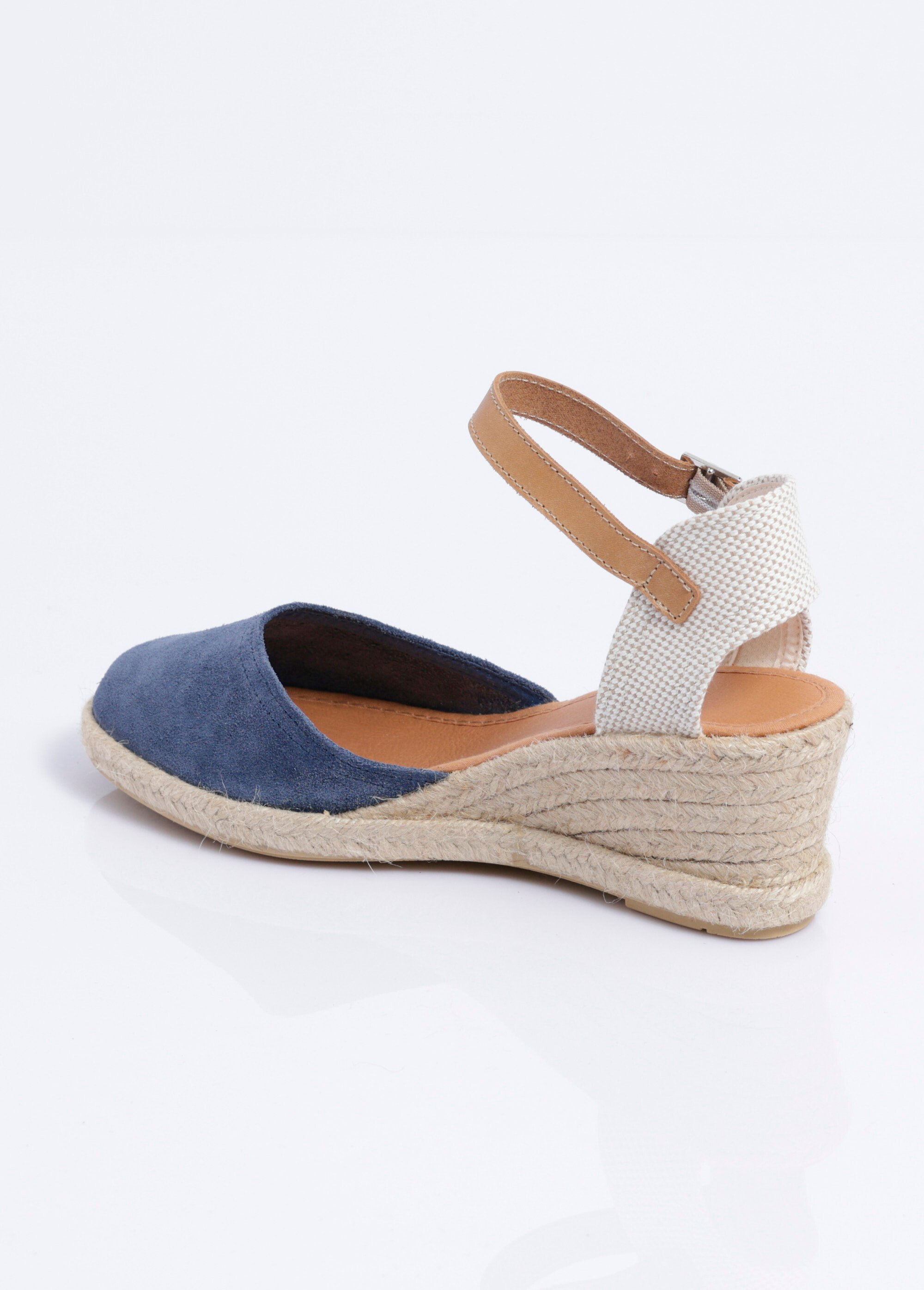 Espadrilles compensées cuir semelles corde Femme Bleu OSTAC DO1