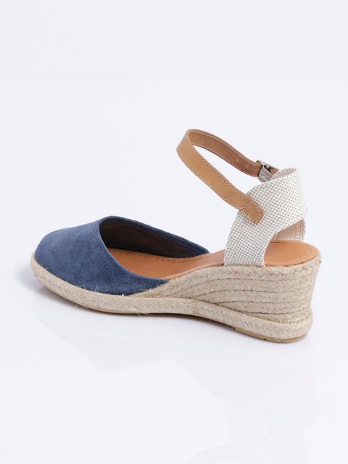 Espadrilles compensées cuir semelles corde Femme Bleu OSTAC DO1