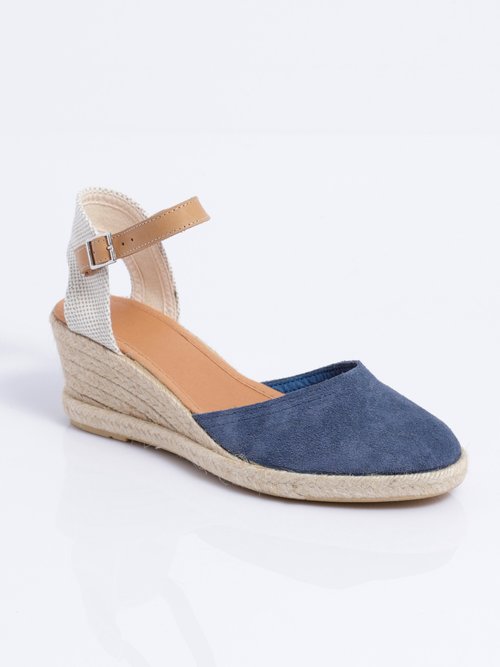 Espadrilles compensées cuir semelles corde Femme Bleu OSTAC FA1