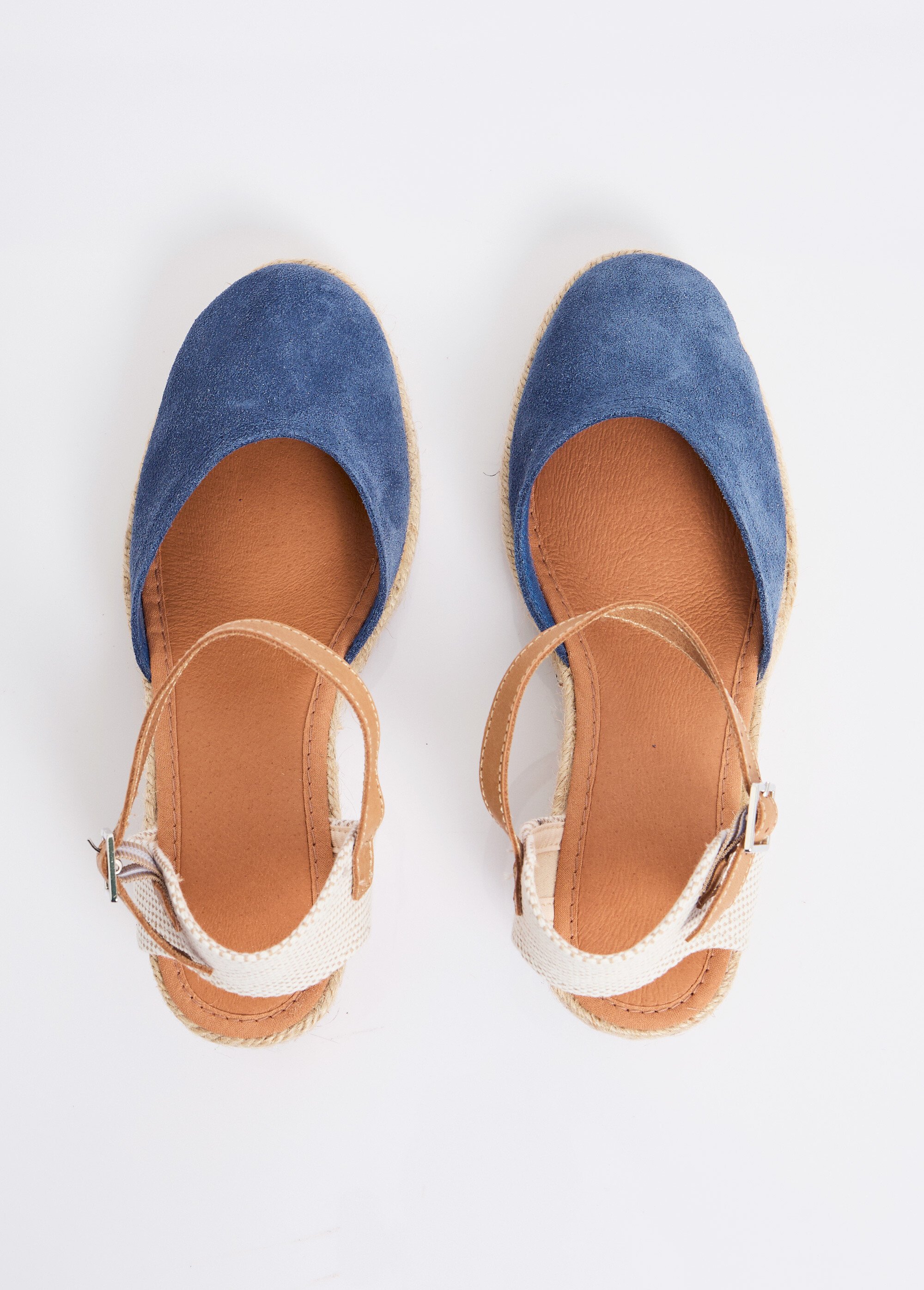 Espadrilles compensées cuir semelles corde Femme Bleu OSTAC OV1