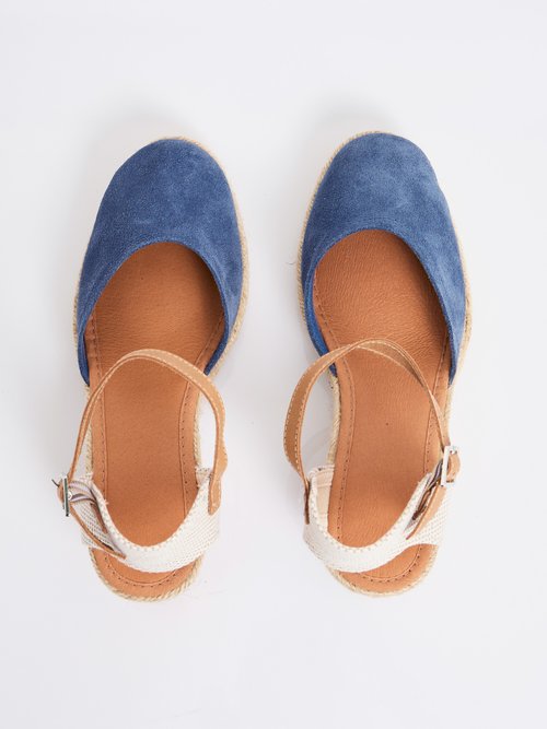 Espadrilles compensées cuir semelles corde Femme Bleu OSTAC OV1