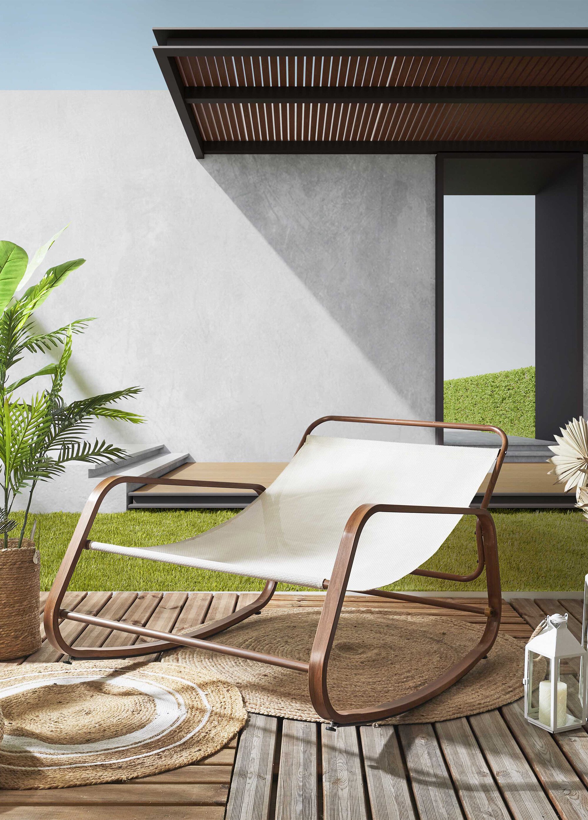 Fauteuil bascule clair coussin rembourré BLANC CMP-HDO7309 SI1